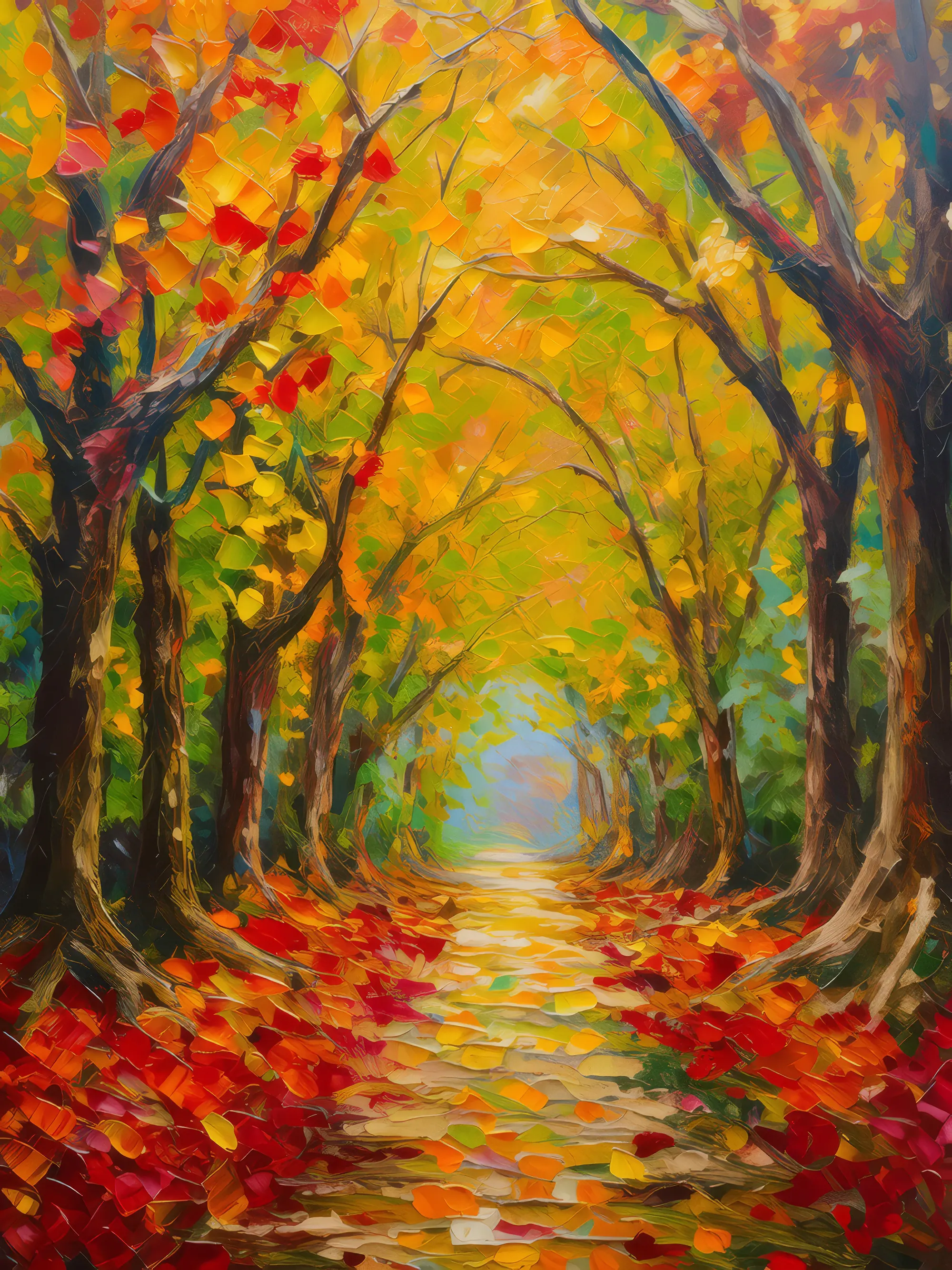 Painting: Pathway Under Fall Colors