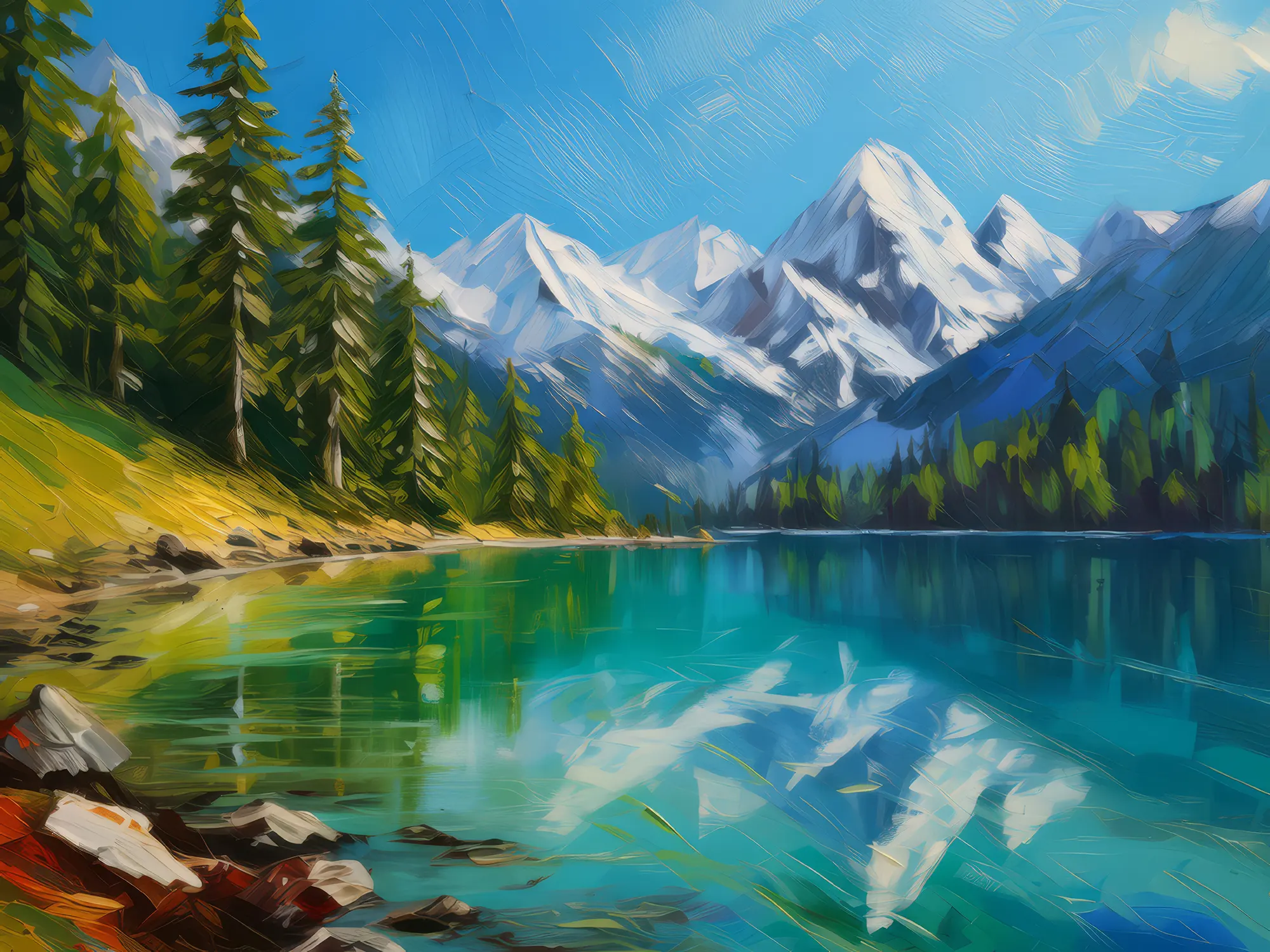 Painting: Peaceful Alpine Lake