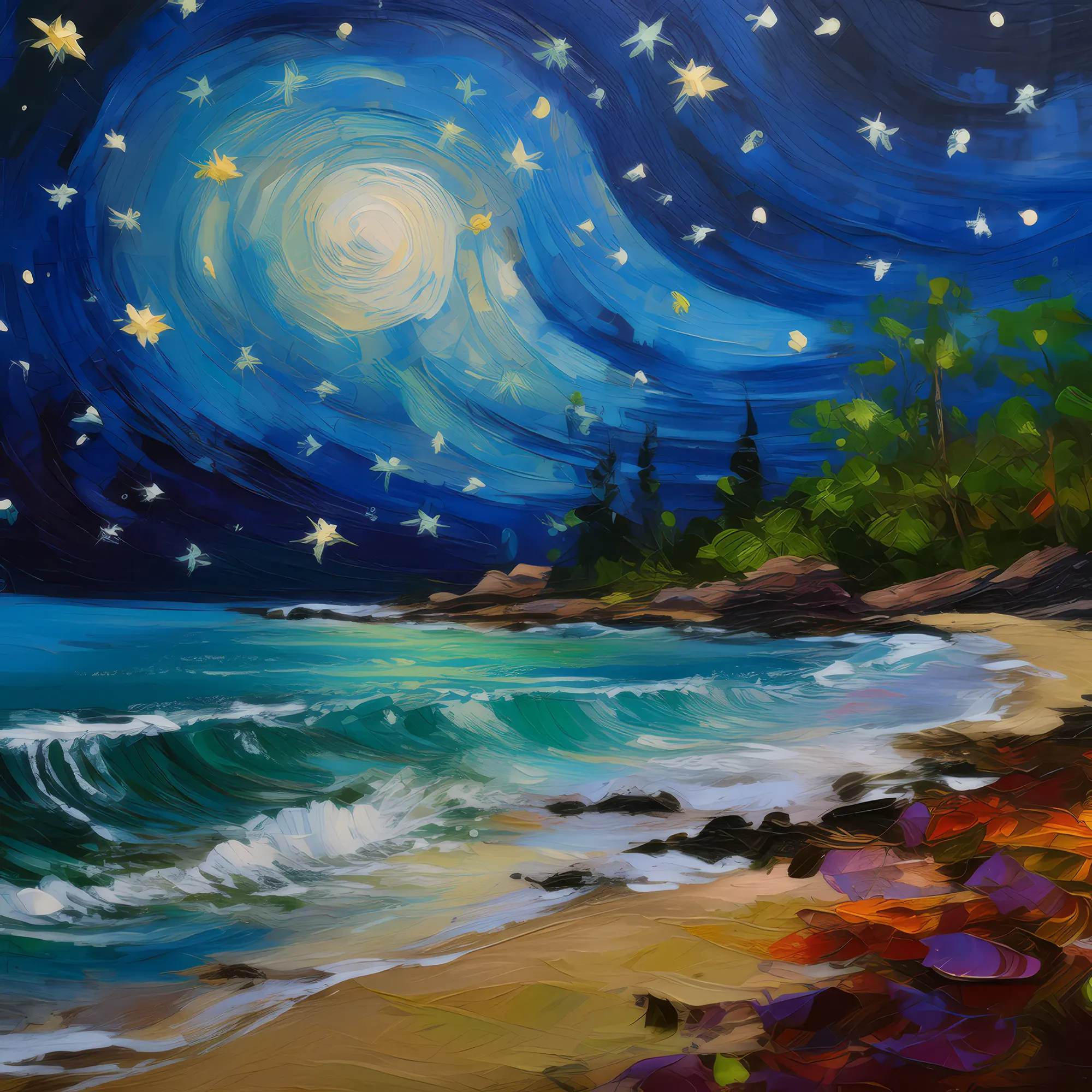 Painting: Peaceful Beach Night