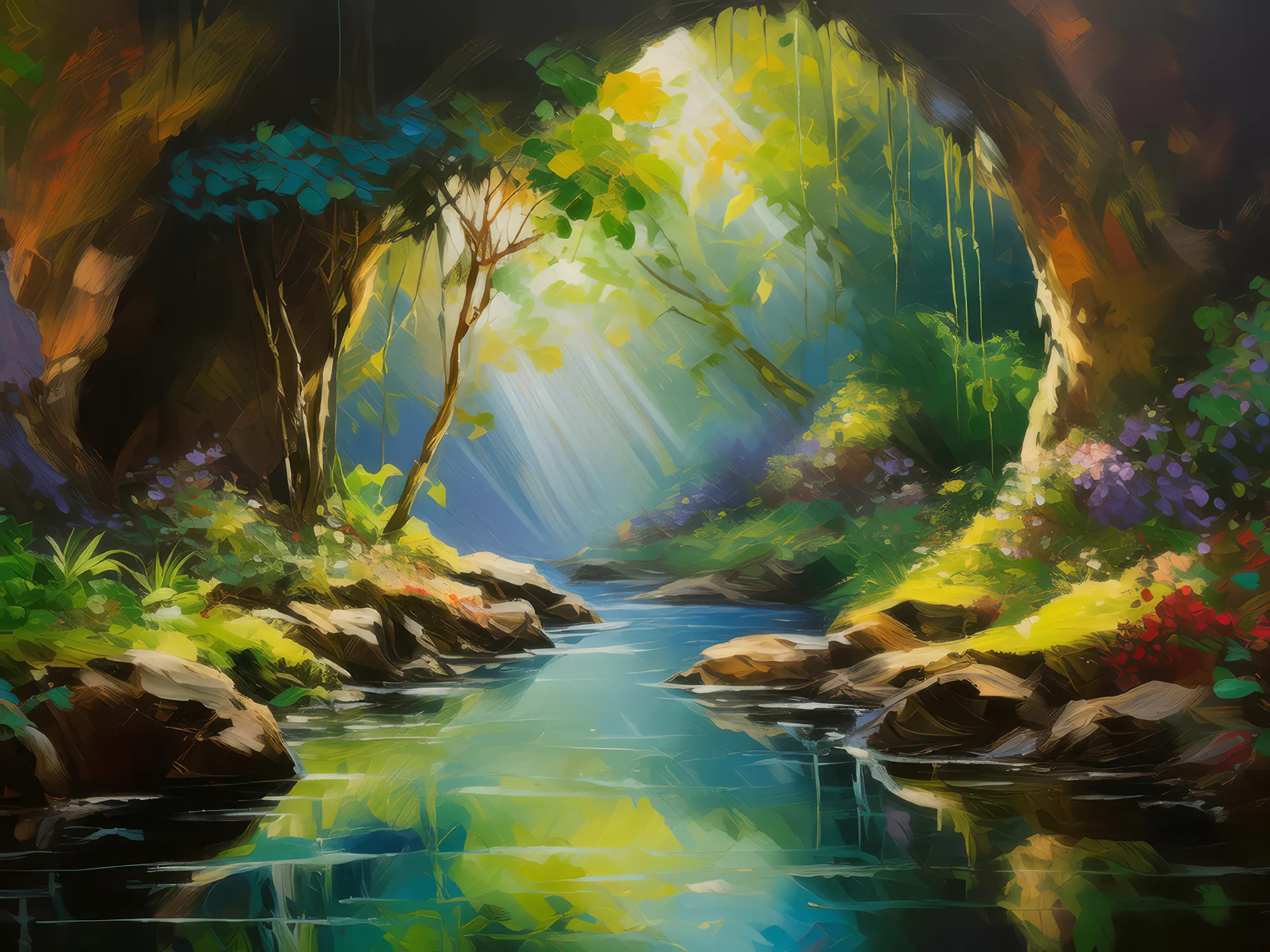 Painting: Peaceful Brook Grotto