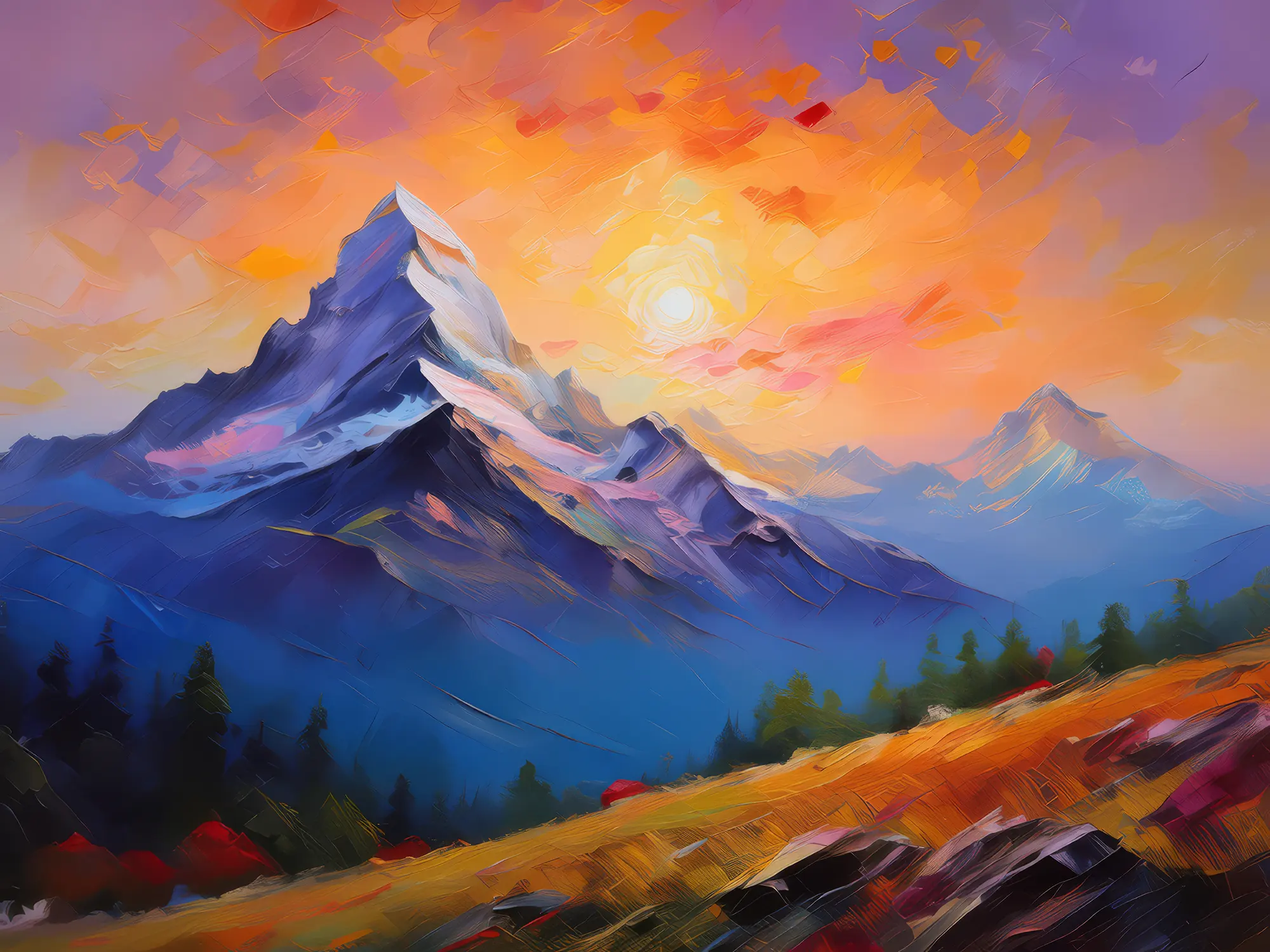 Painting: Plateau Alpenglow