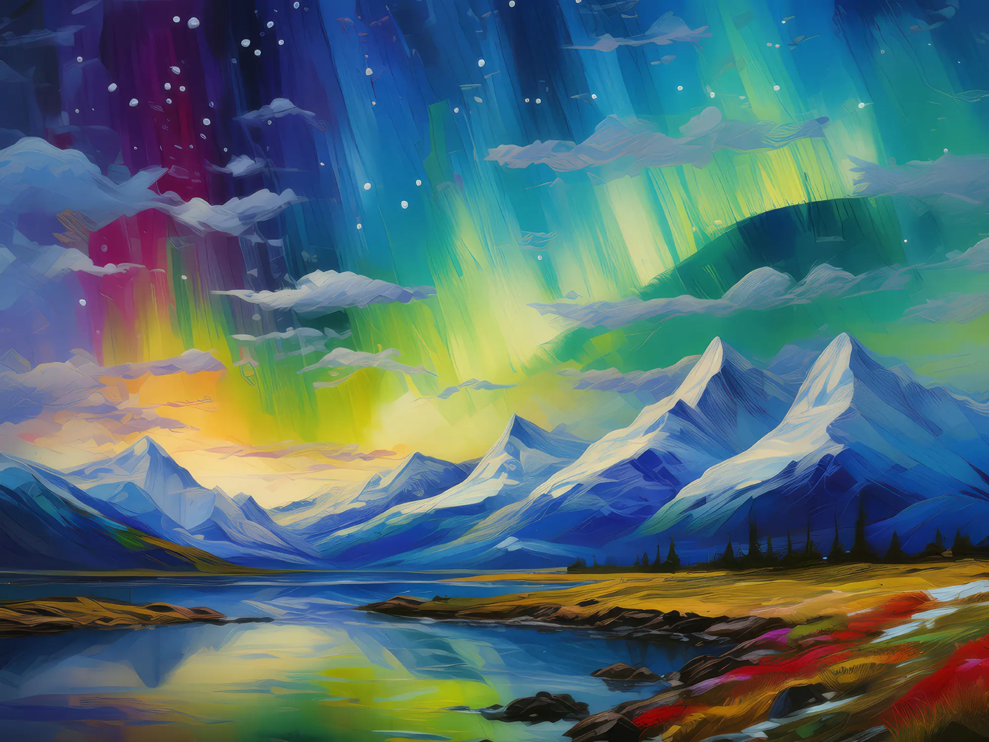 Painting: Plateau Aurora Australis Display