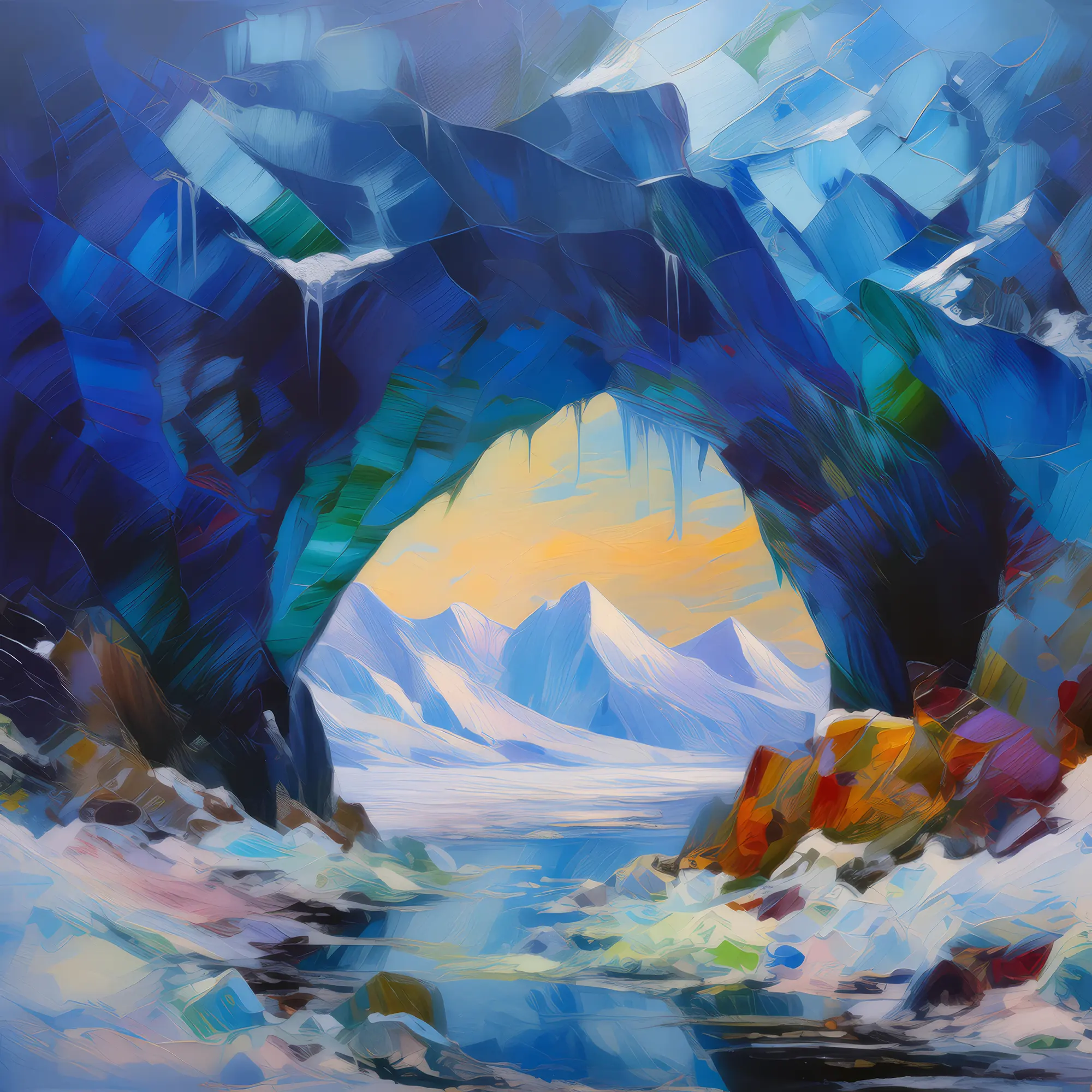 Painting: Plateau Ice Cave Entrance