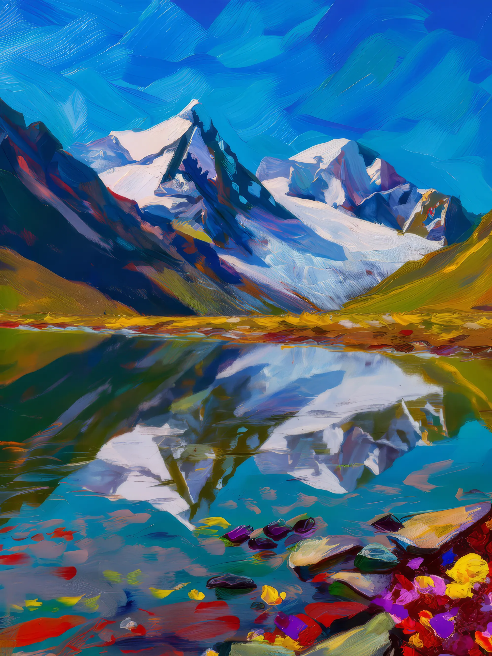 Painting: Plateau Proglacial Lake Reflection