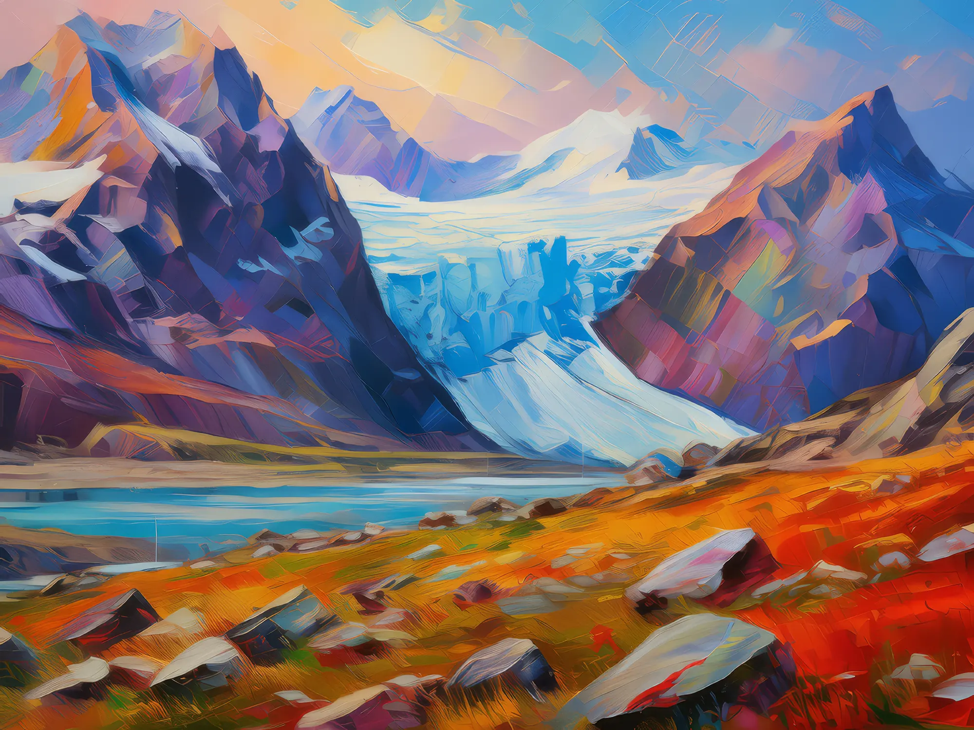 Painting: Plateau Rock Glacier Landscape