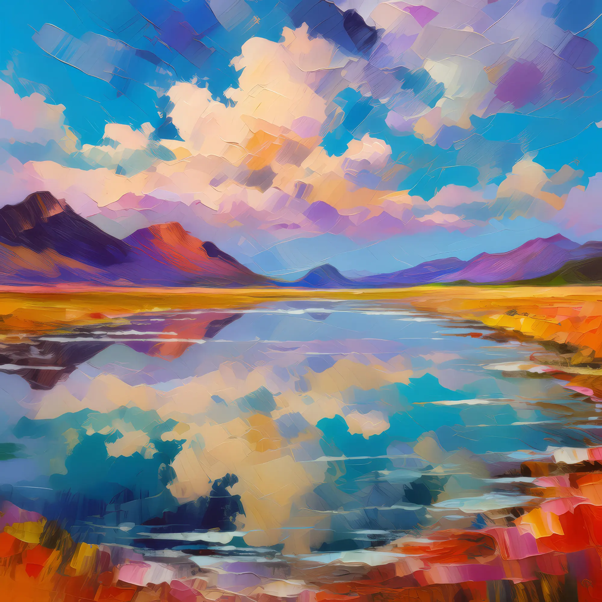 Painting: Plateau Salt Pond Reflections