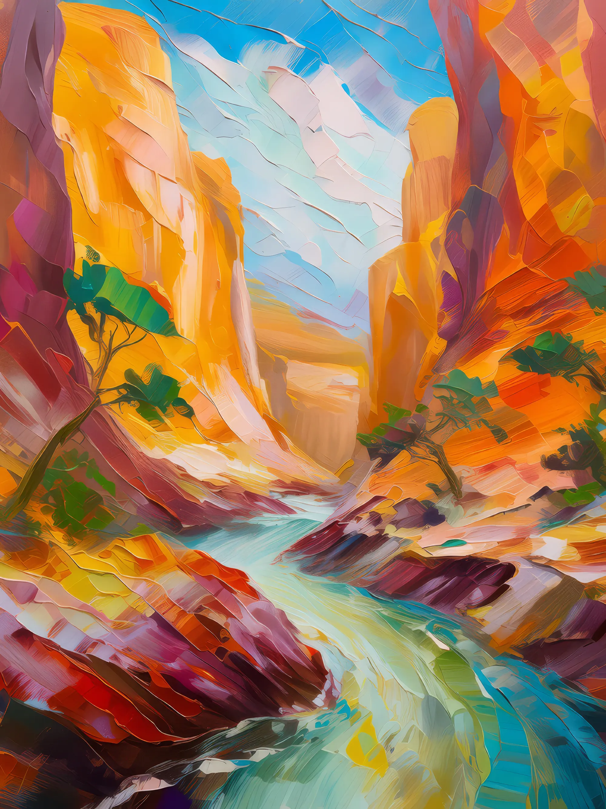 Painting: Plateau Slot Canyon