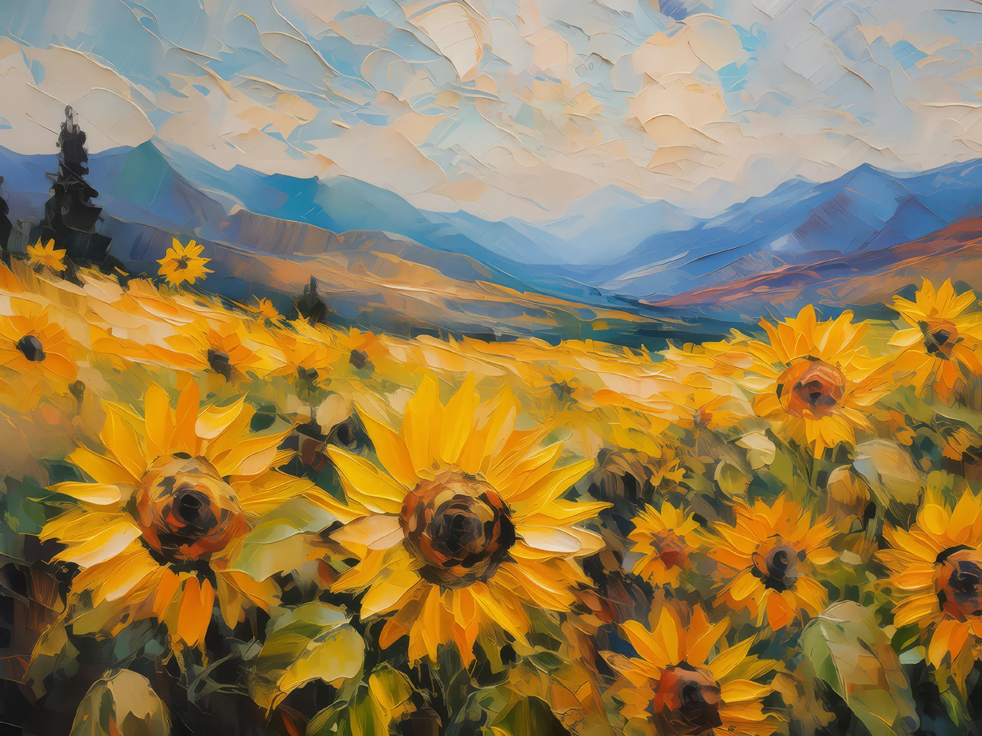 Painting: Plateau Sunflower Field