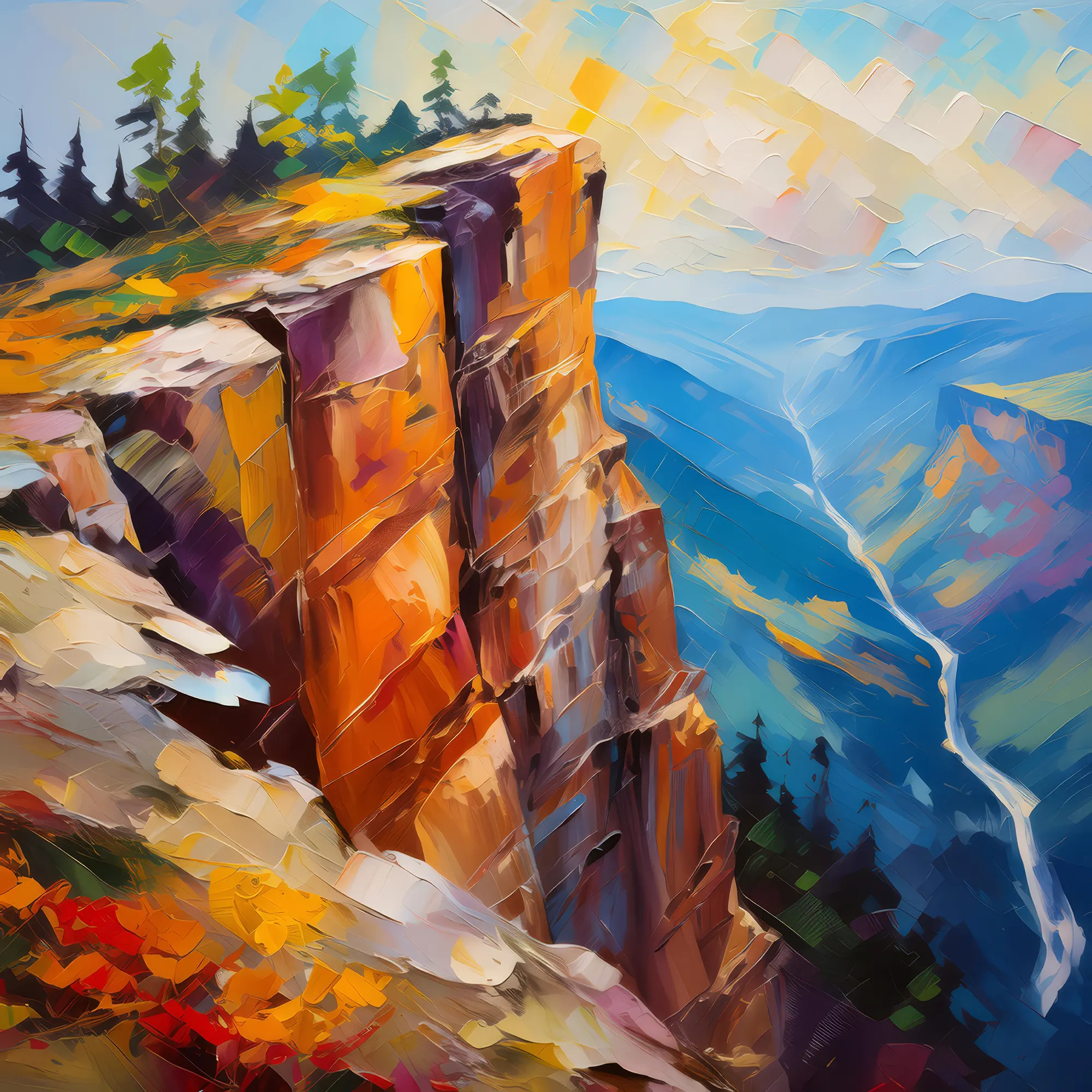 Painting: Plateau Vertiginous Cliff Face