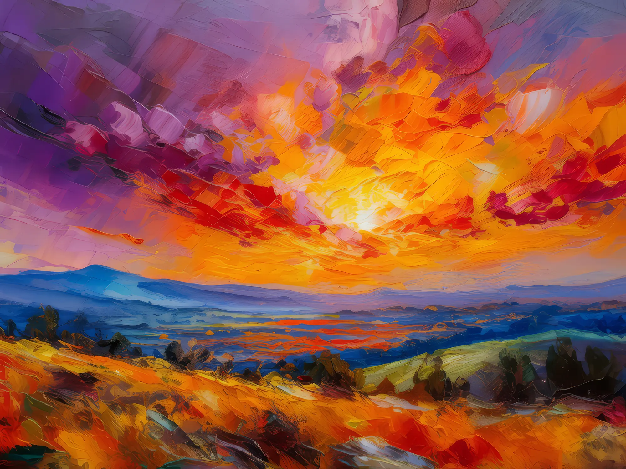 Painting: Plateau Wildfire Sunset
