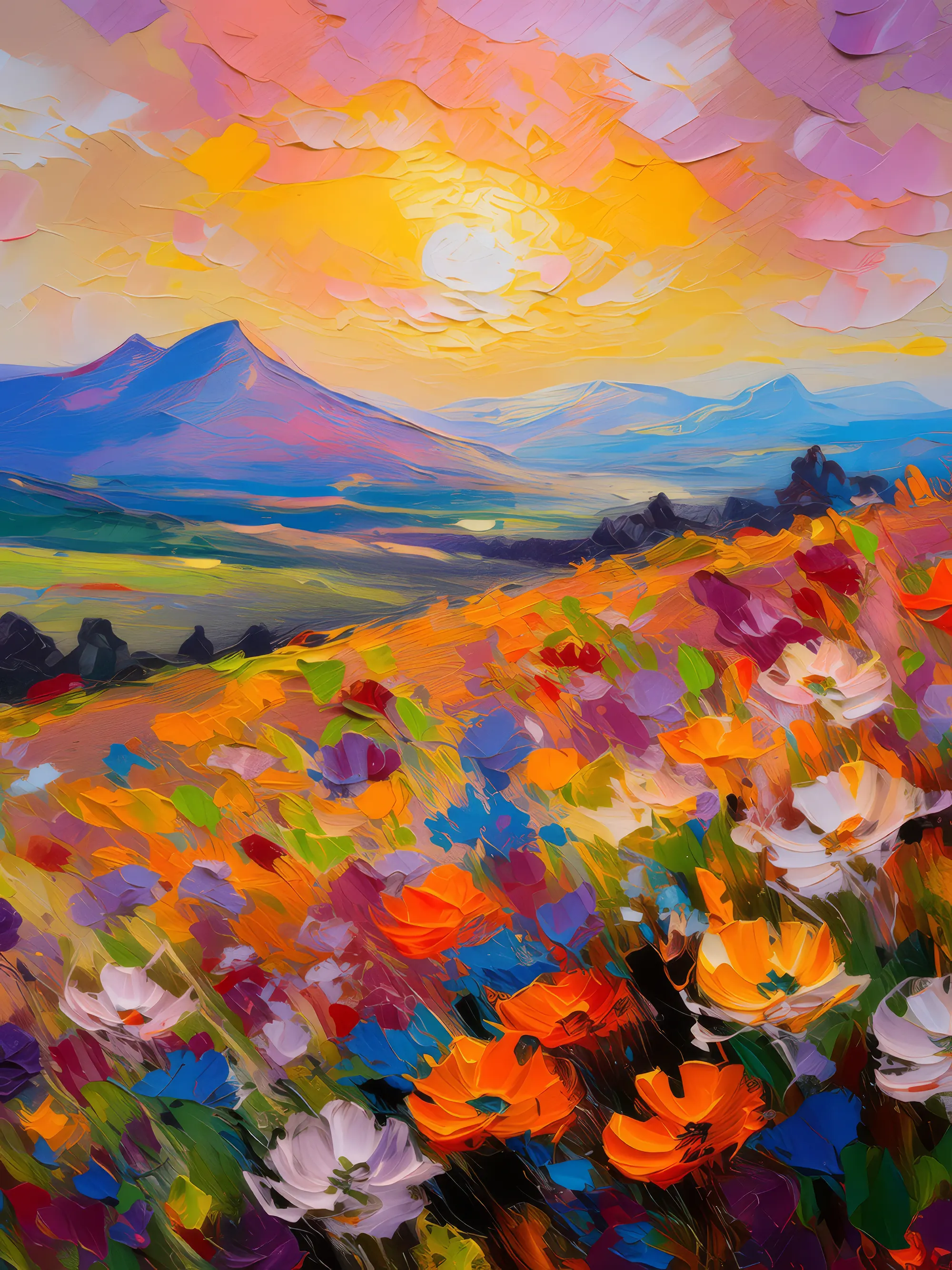 Painting: Plateau Wildflower Sunset