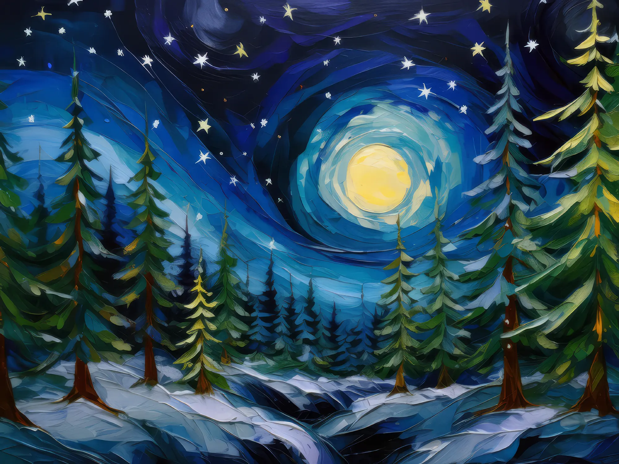 Painting: Polar Forest Night