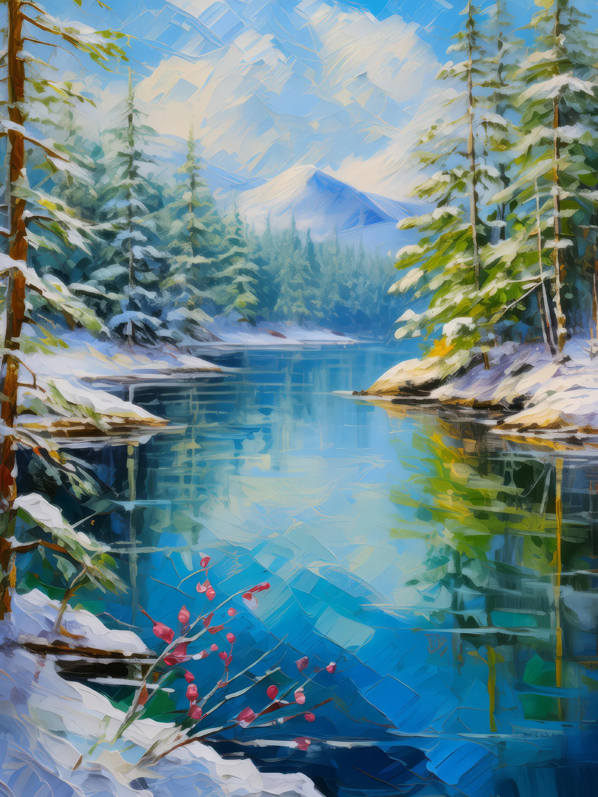 Painting: Polar Forest Reflection