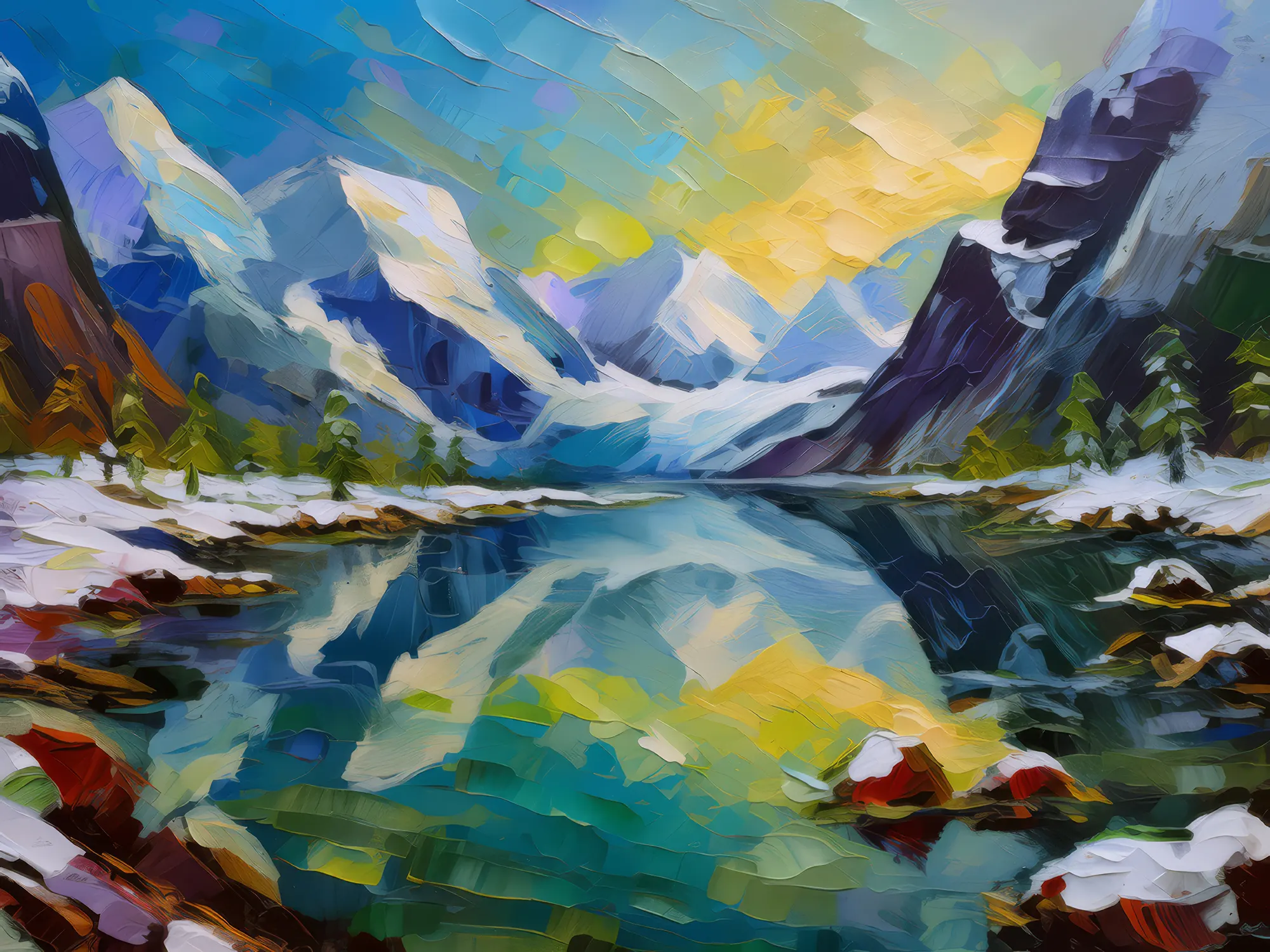 Painting: Polar Mountain Lake
