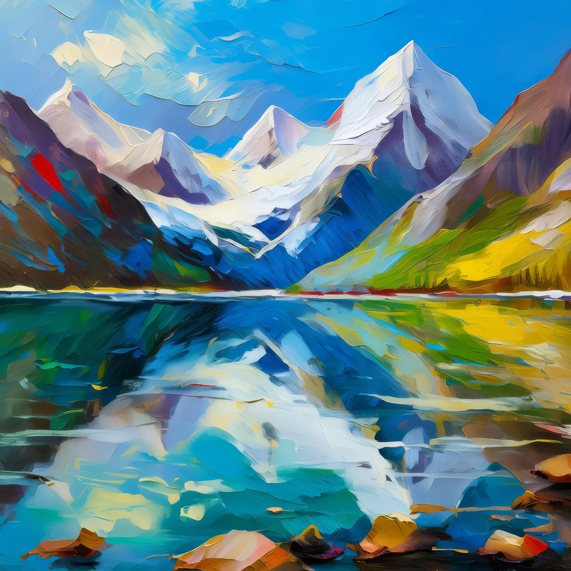 Painting: Polar Mountain Reflections