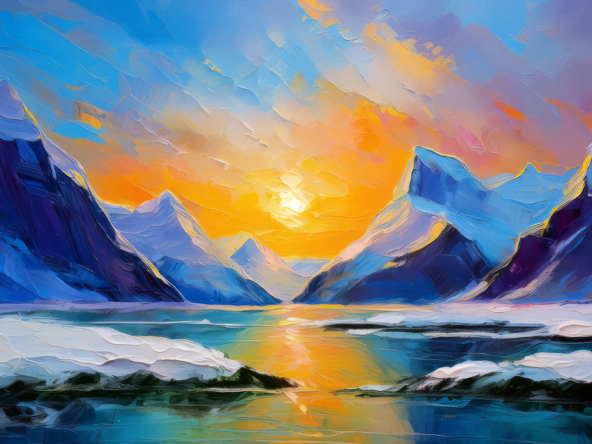 Painting: Polar Mountain Sunrise