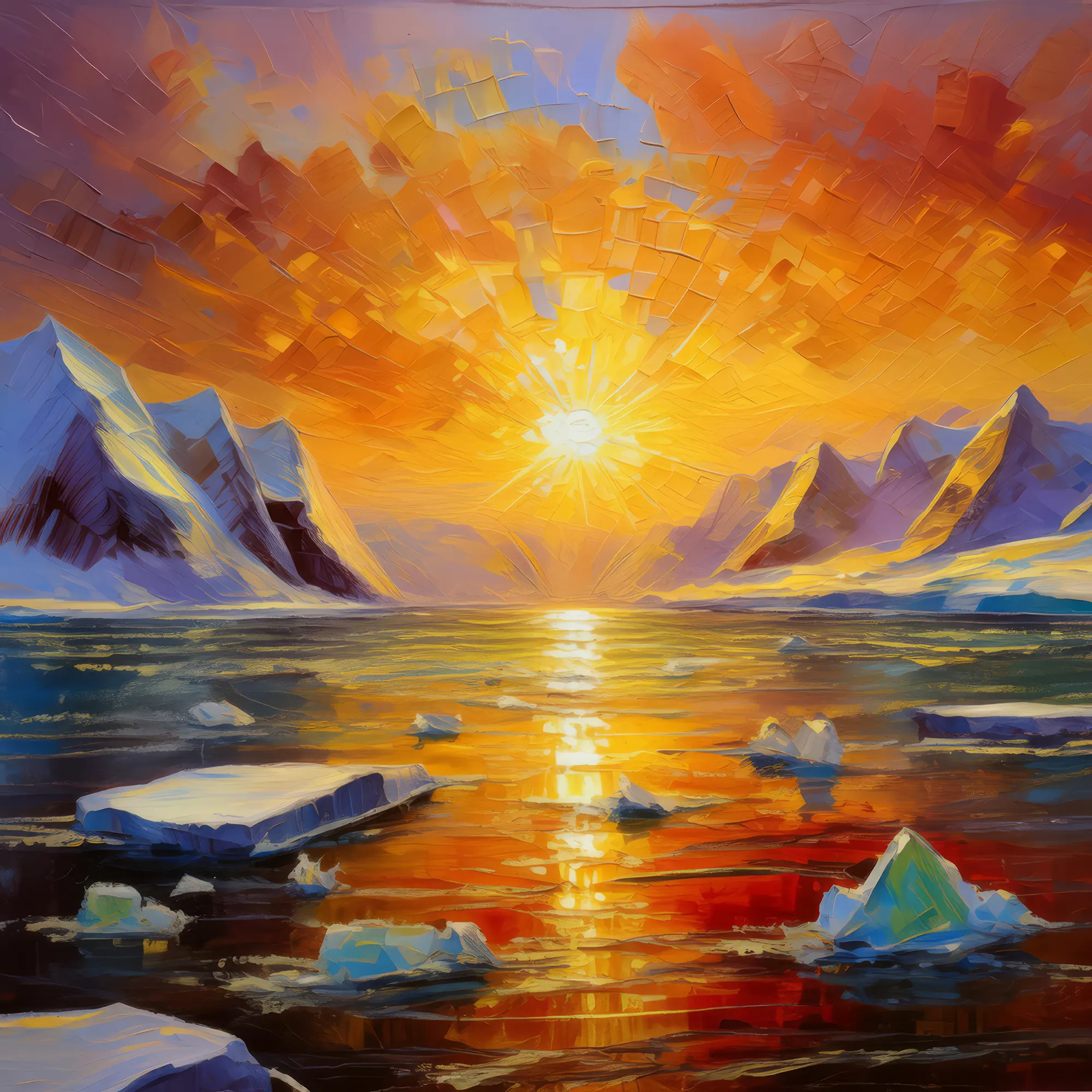 Painting: Polar Ocean Sunrise