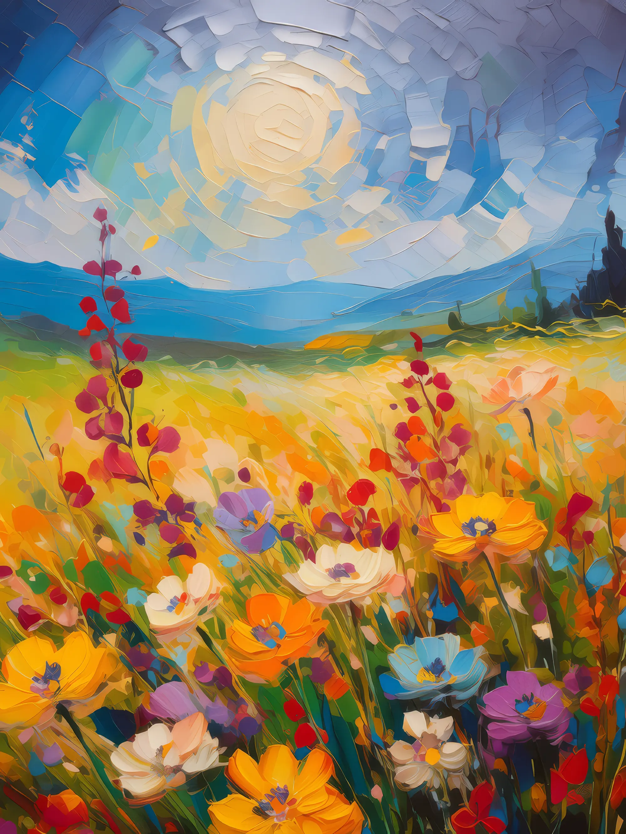 Painting: Prairie Flower Field