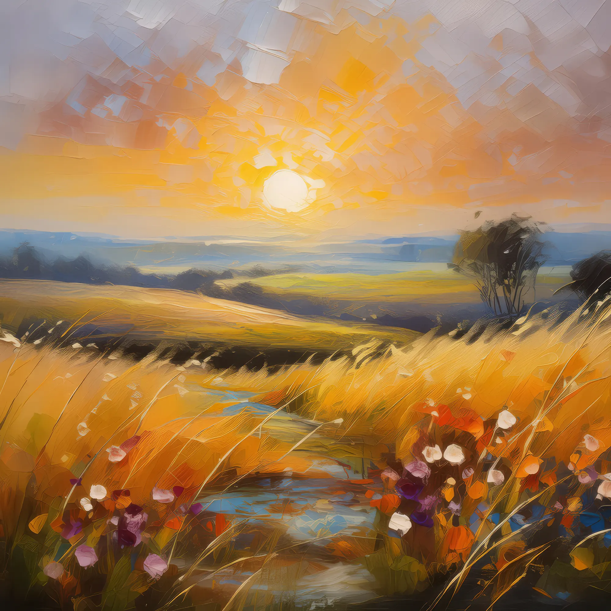 Painting: Prairie Sunrise Scene