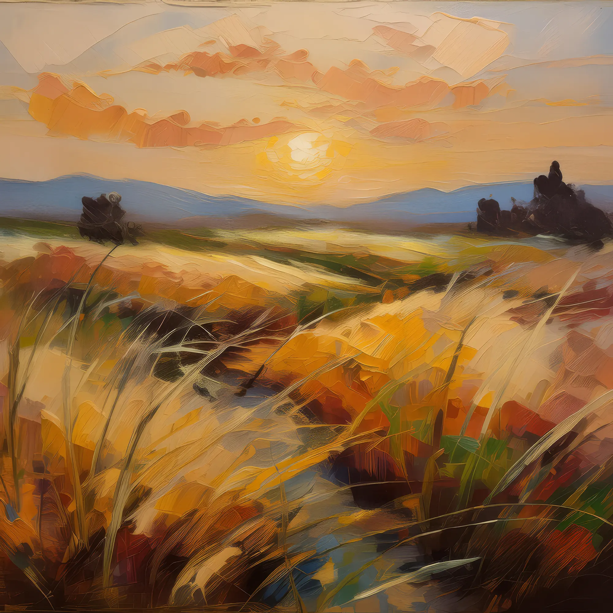 Painting: Prairie Sunset Scene