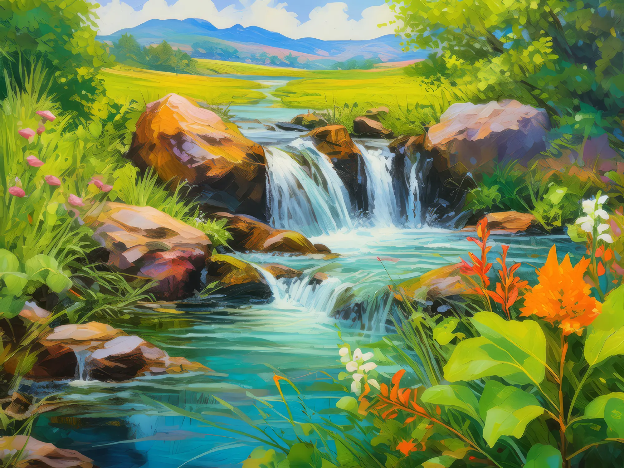 Painting: Prairie Waterfall