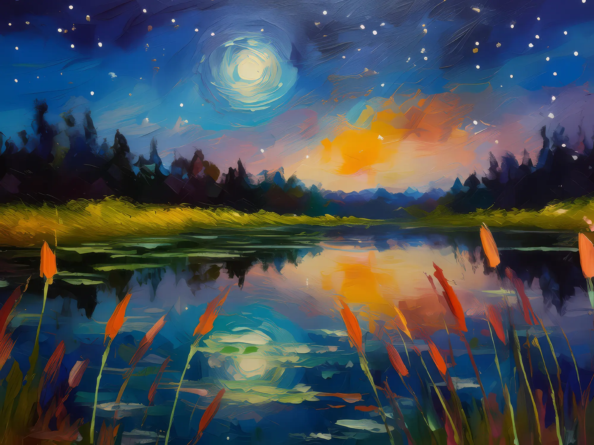 Painting: Quiet Pond at Twilight