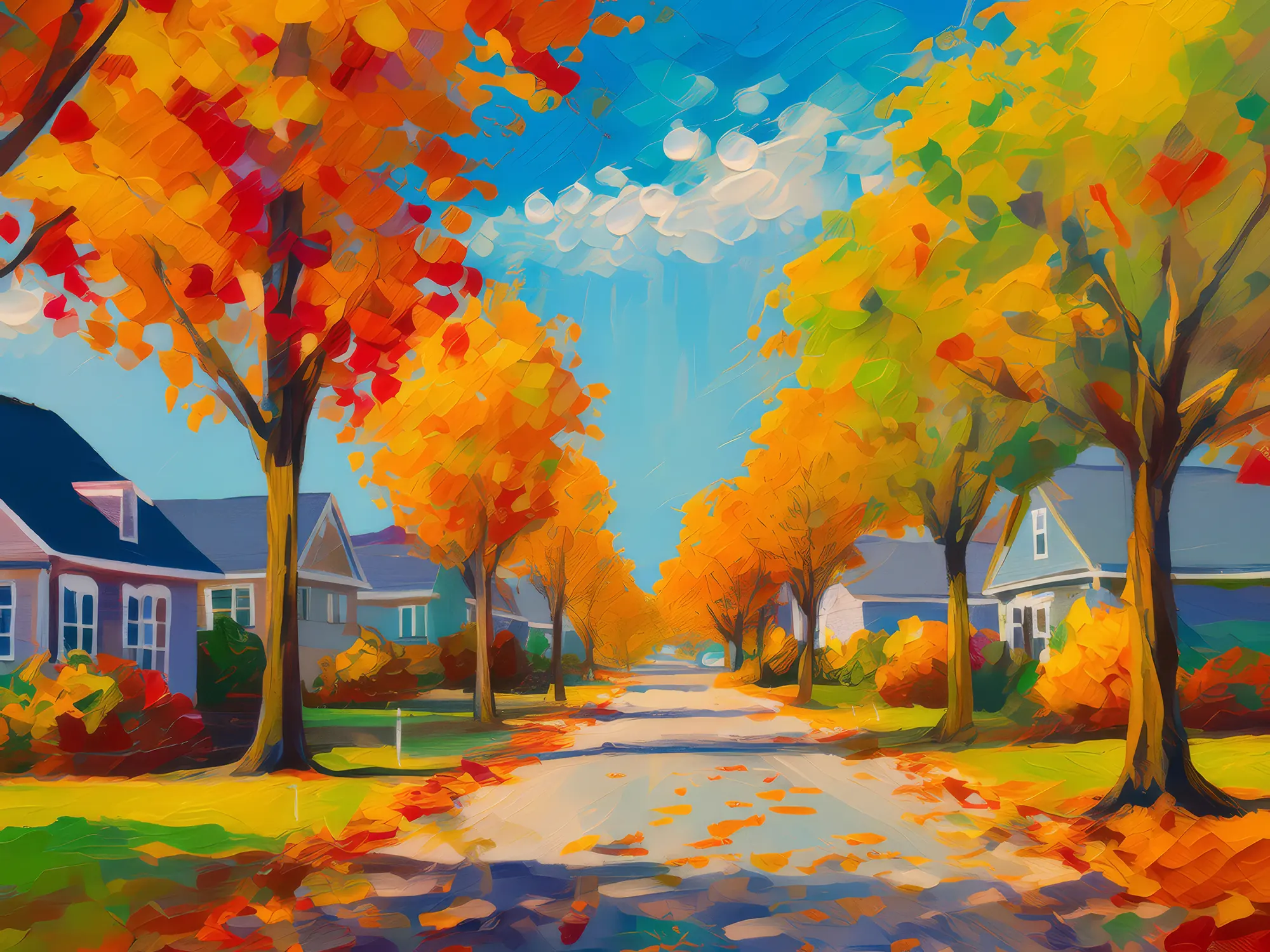 Painting: Quiet Suburban Autumn