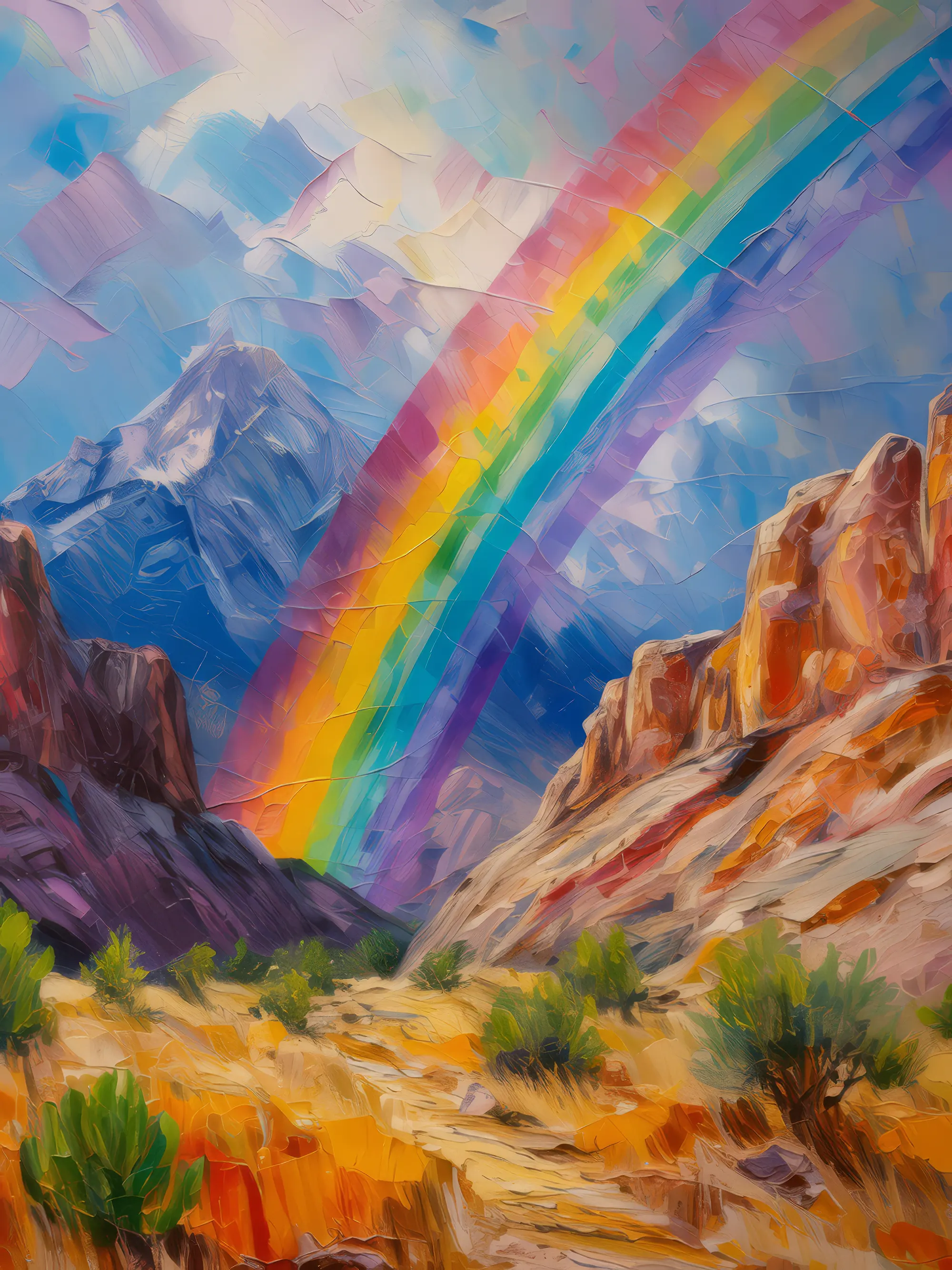 Painting: Rainbow Over Alpine Desert