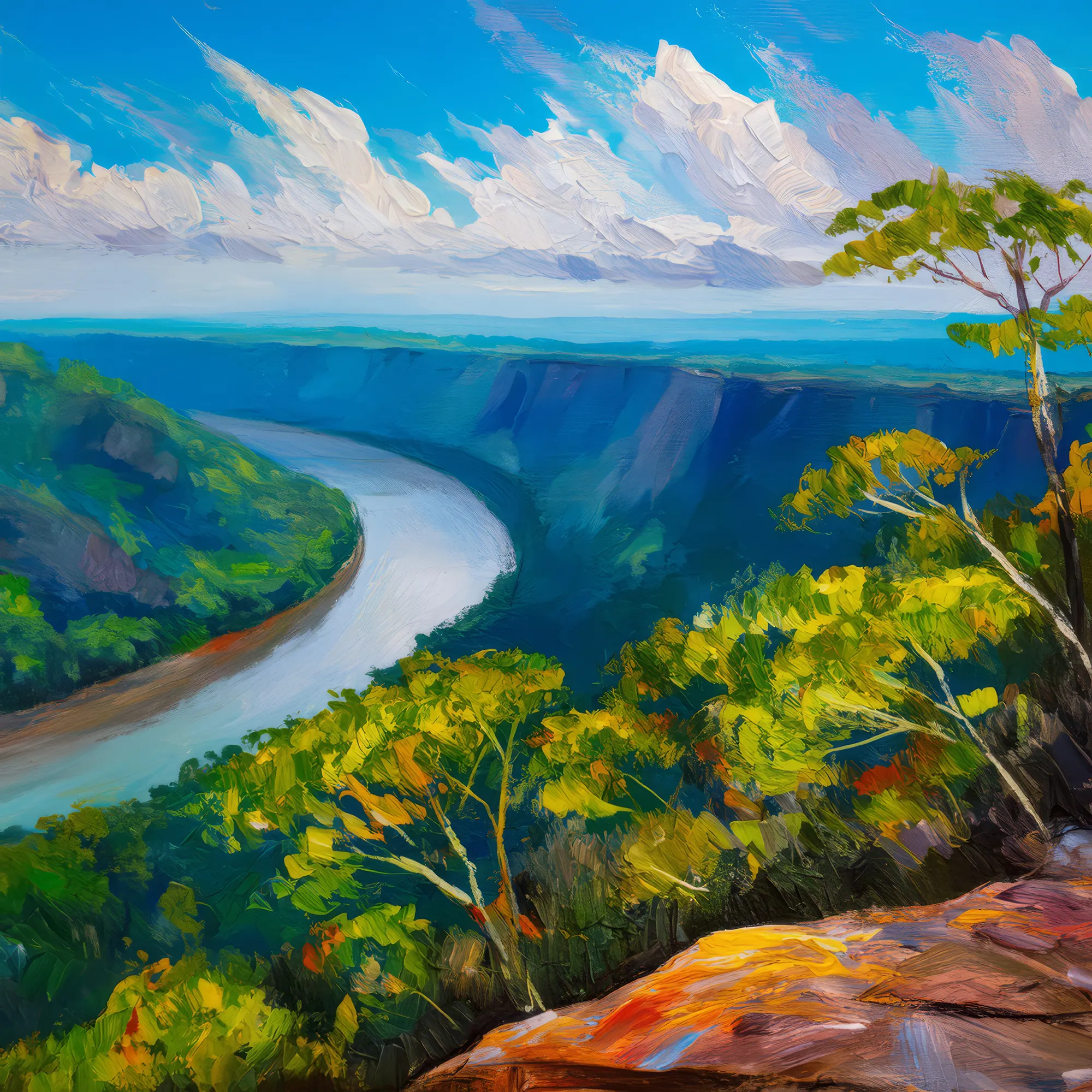Painting: Rainforest Cliff View