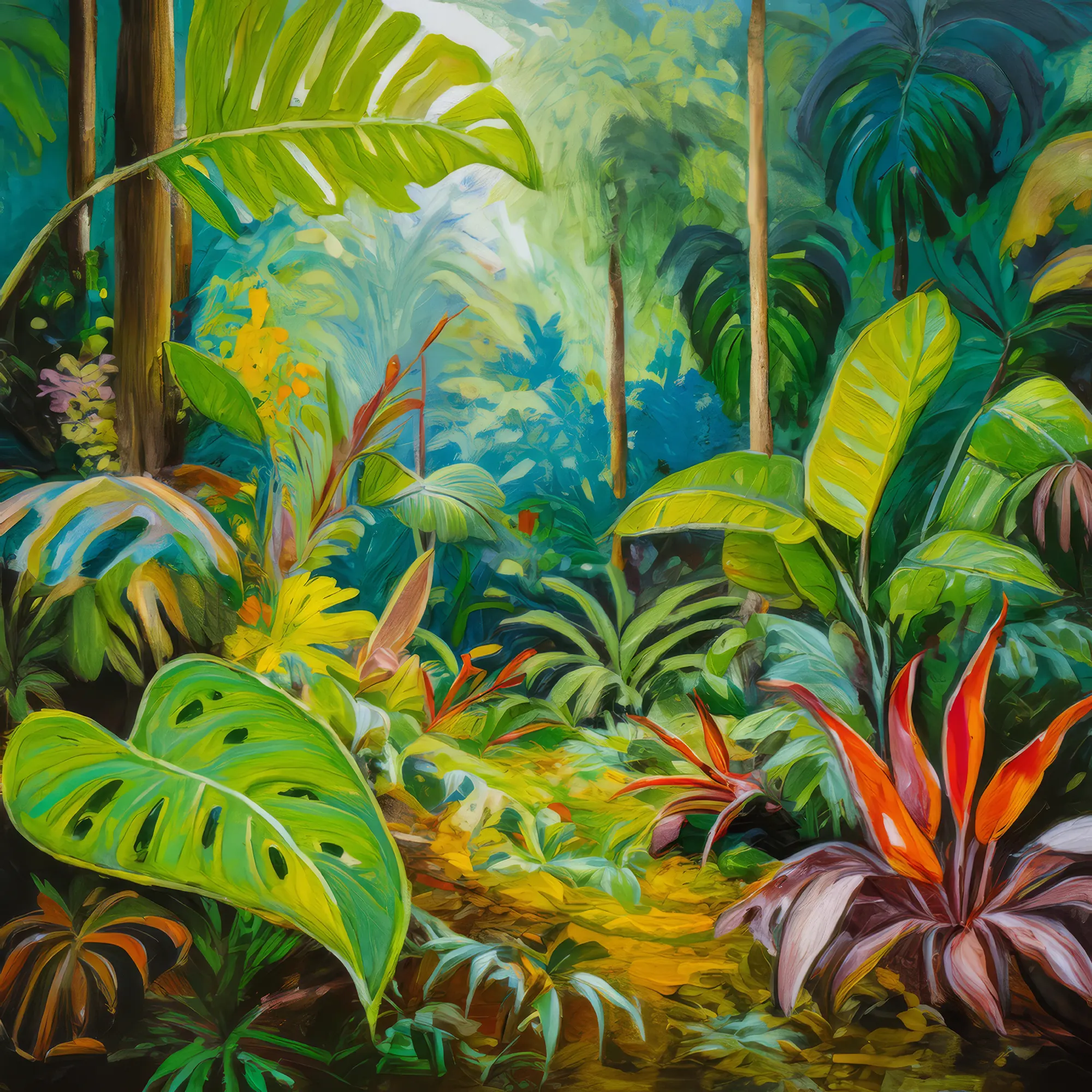 Painting: Rainforest Floor Scene