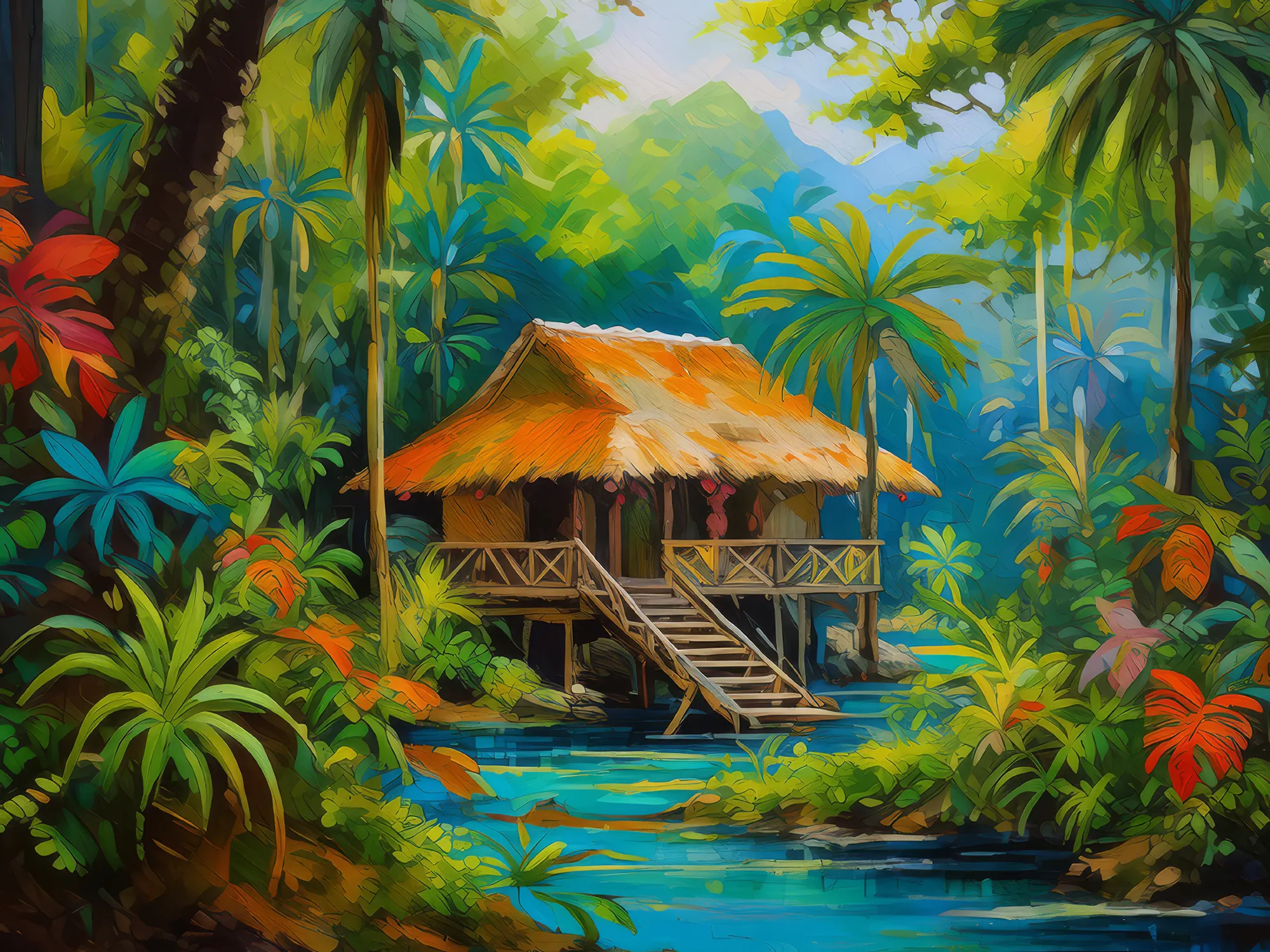 Painting: Rainforest Jungle Hideaway