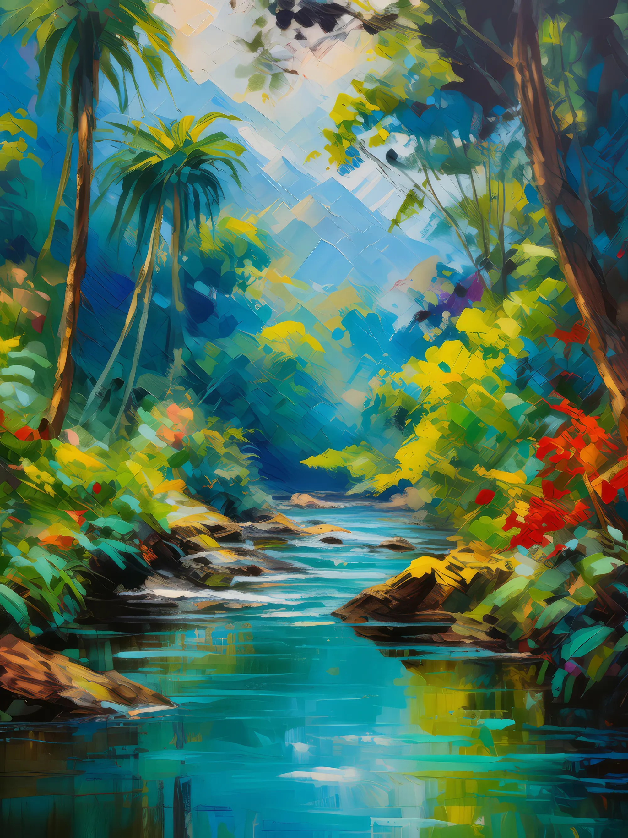 Painting: Rainforest Stream Flow