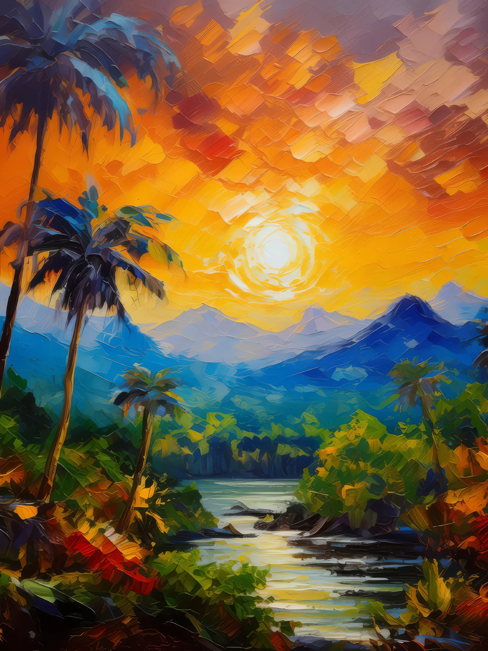 Painting: Rainforest Sunrise View