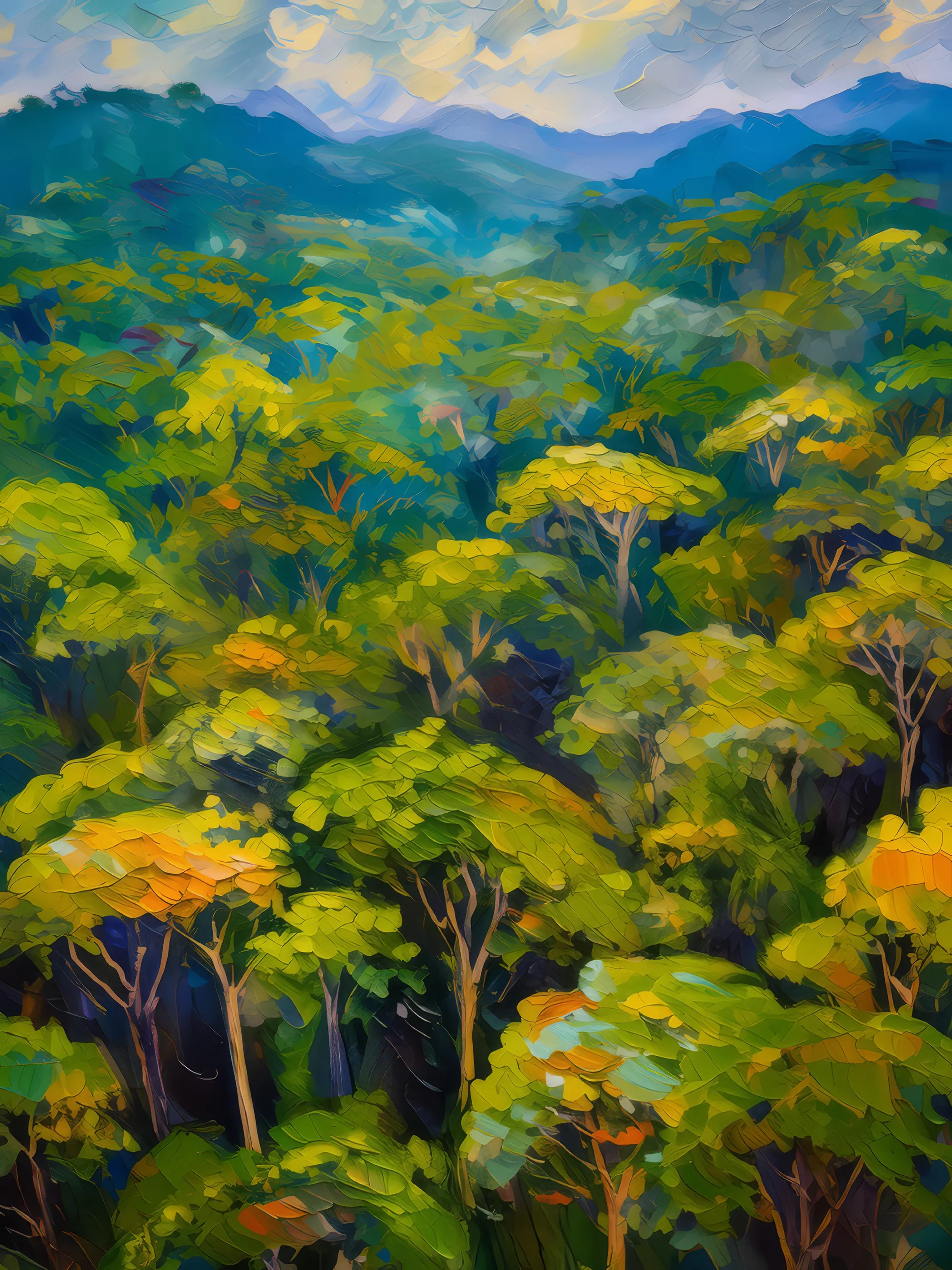 Painting: Rainforest Tree Top View