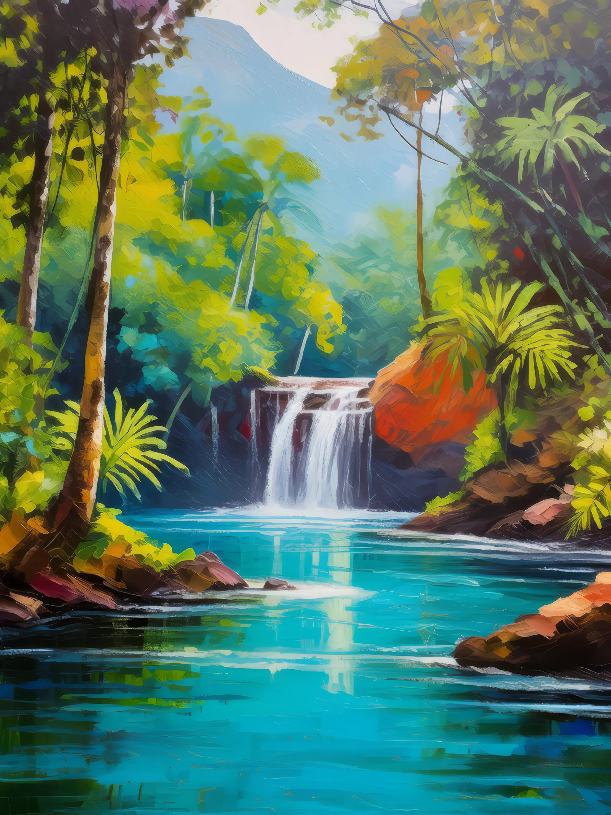 Painting: Rainforest Waterfall Cove
