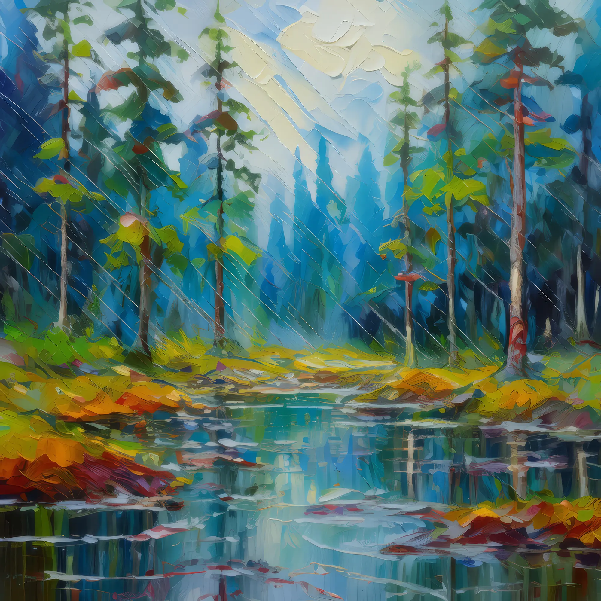 Painting: Rainy Boreal Forest