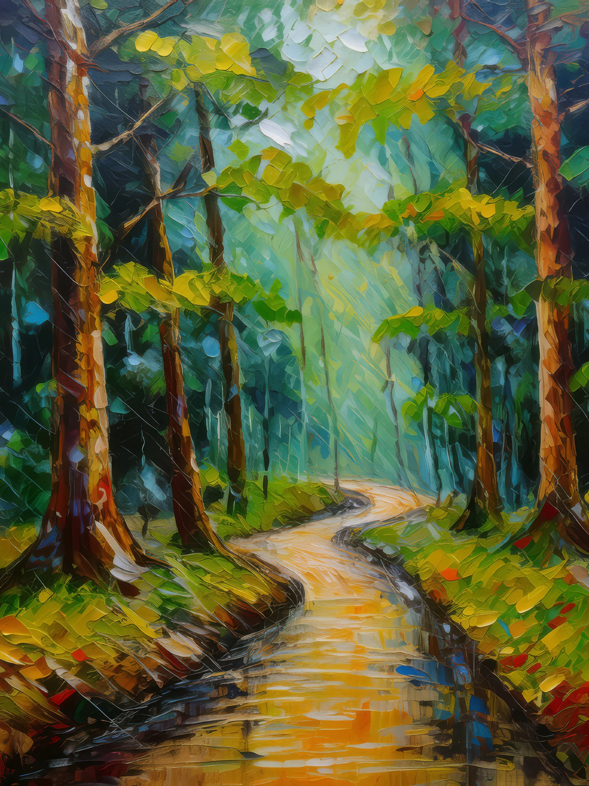 Painting: Rainy Forest Path