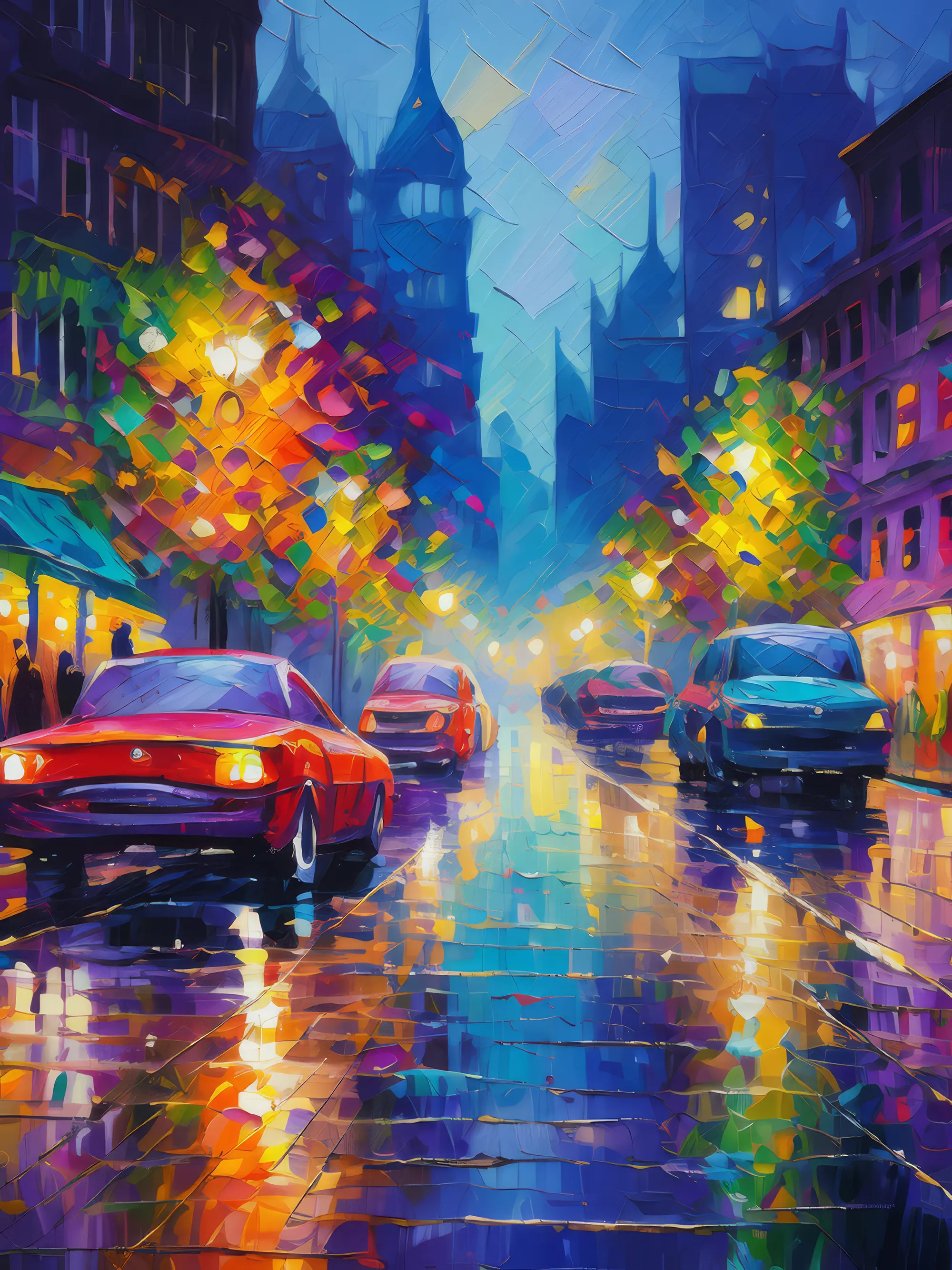 Painting: Rainy Urban Street
