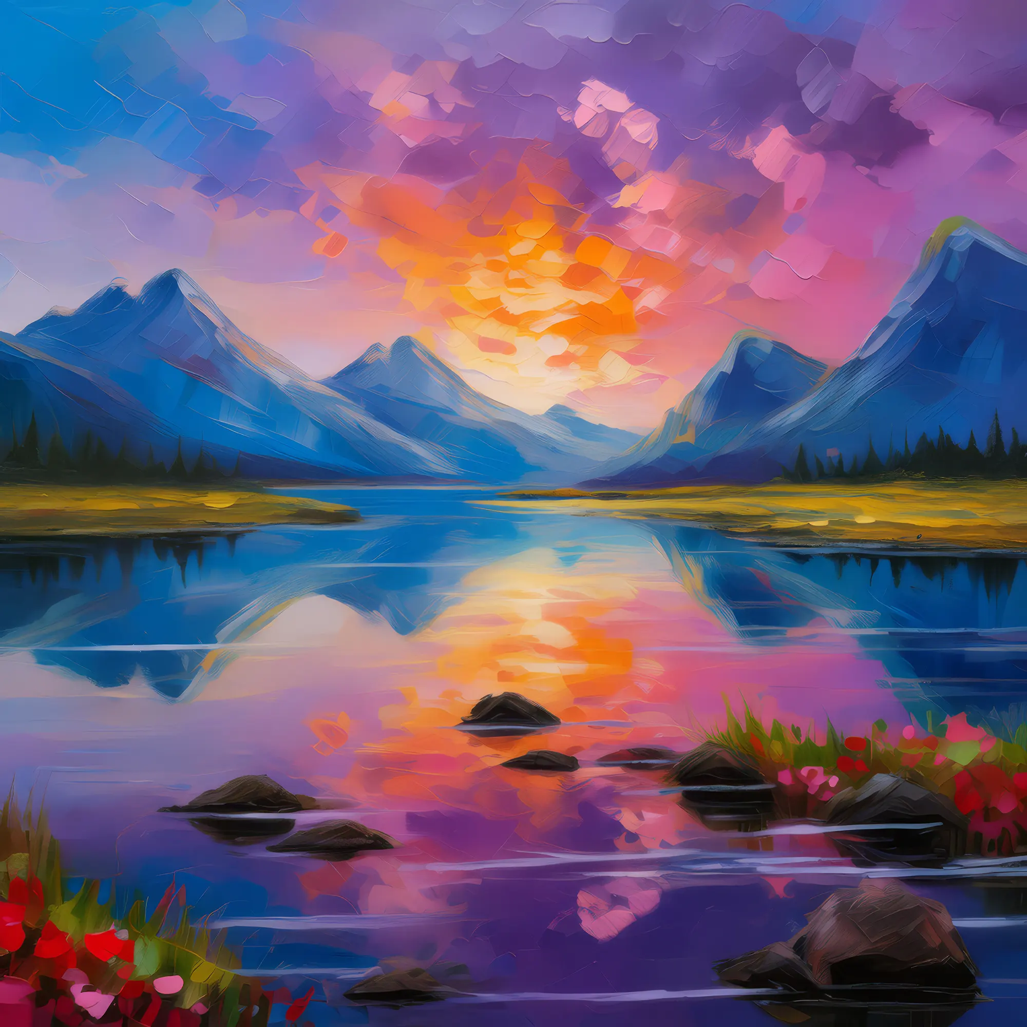 Painting: Reflections in Tundra Waters