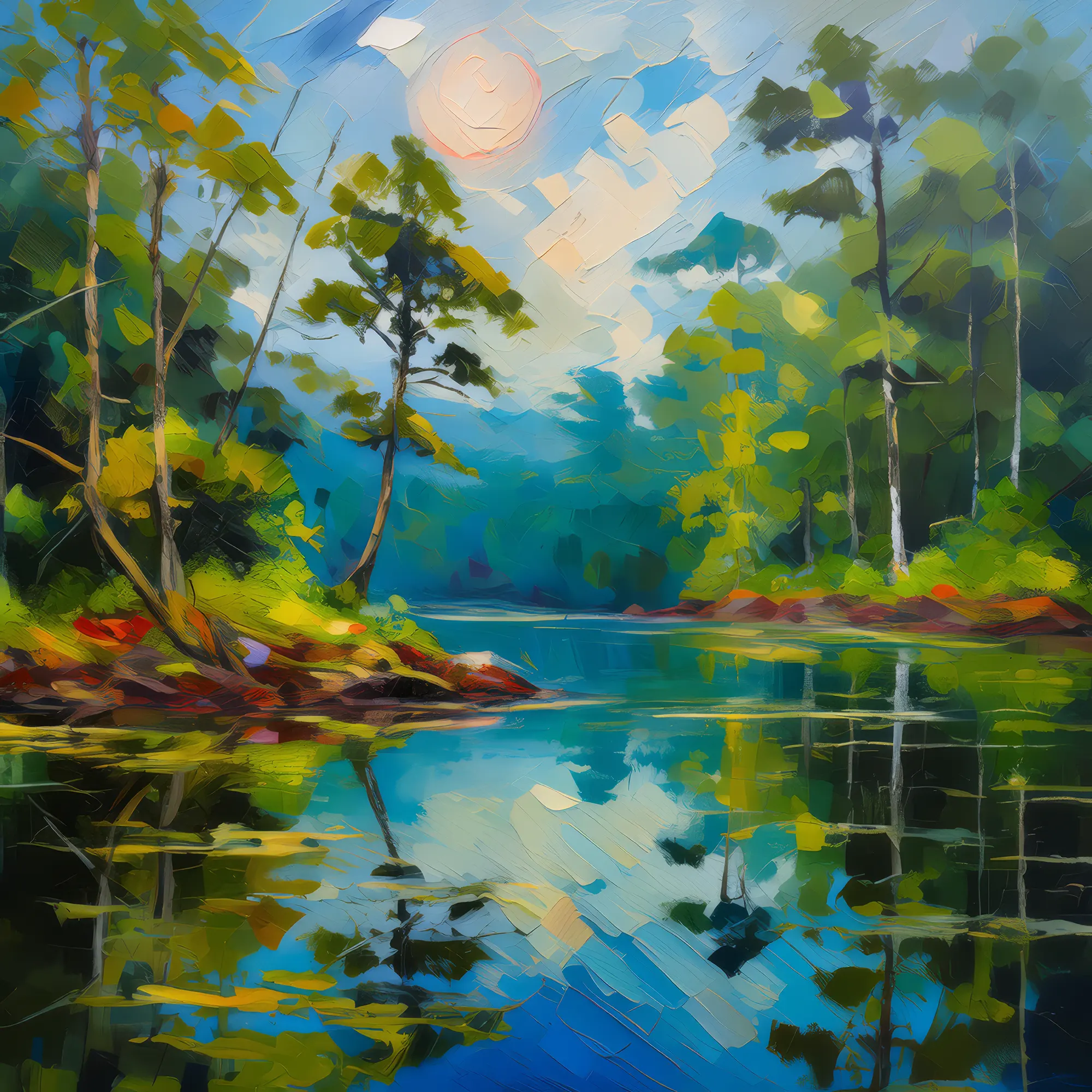 Painting: Reflections on Boreal Waters