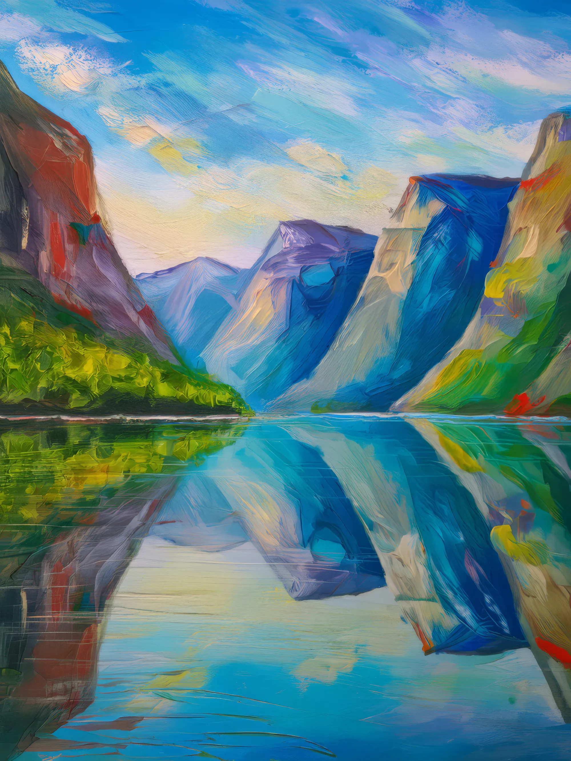 Painting: Reflections on the Fjord
