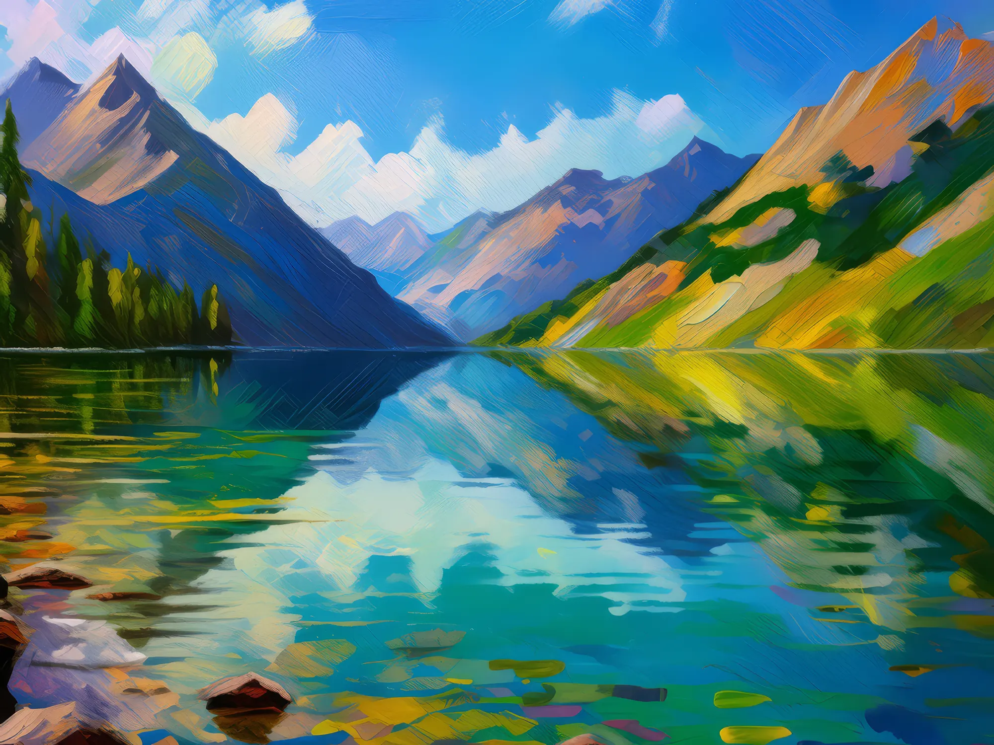 Painting: Reflective Lake