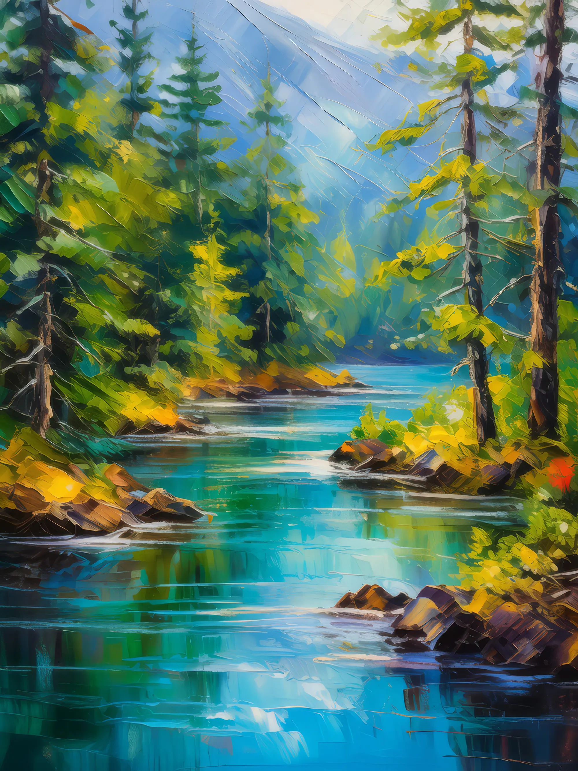 Painting: River Through Boreal Forest