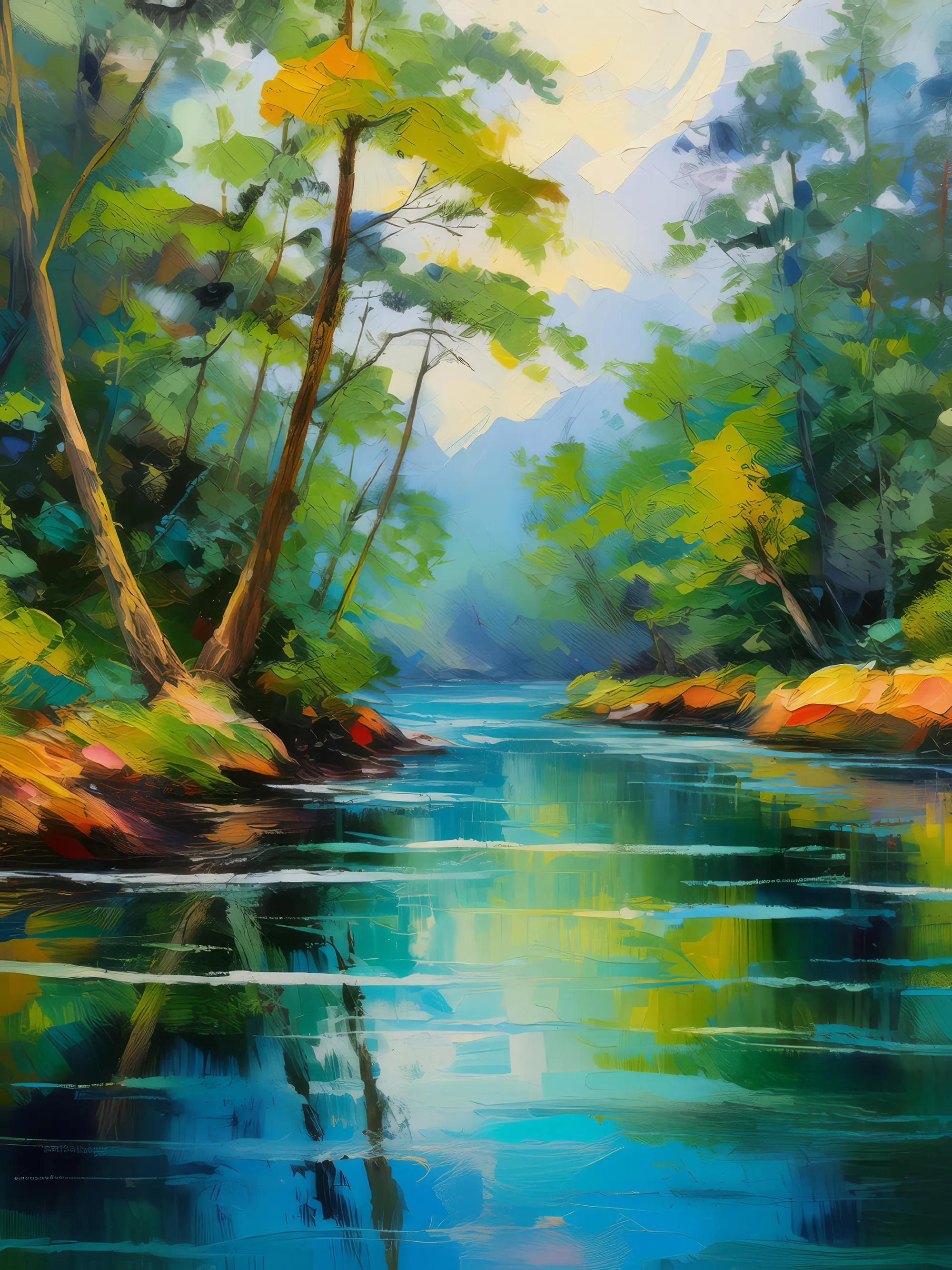 Painting: River Through Woods