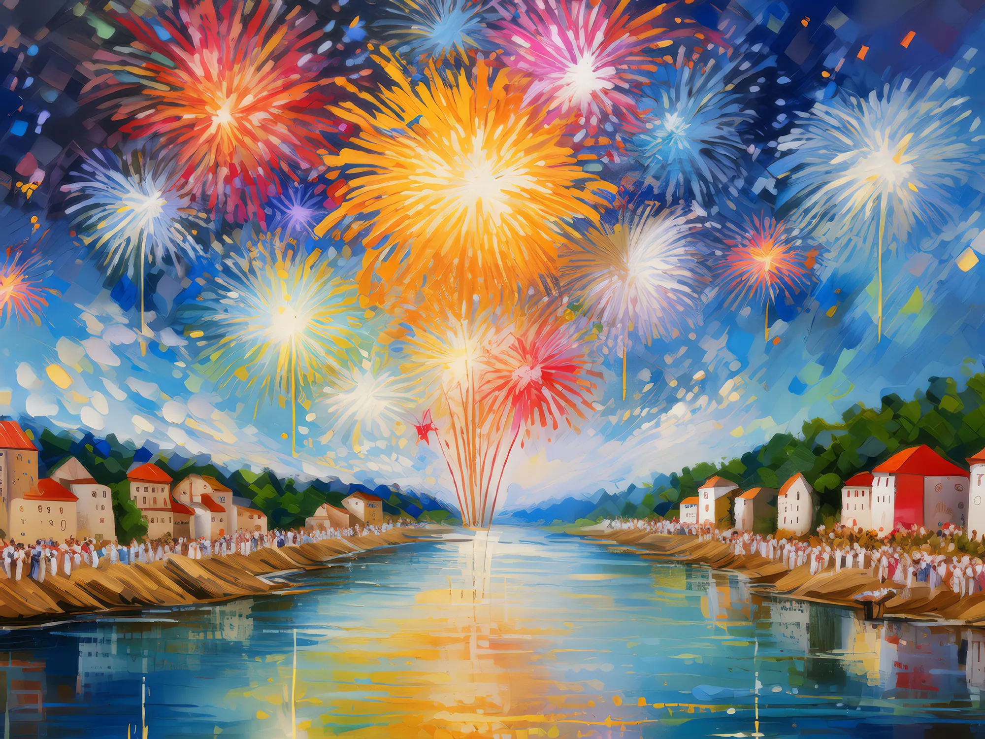 Painting: Riverside Fireworks Display