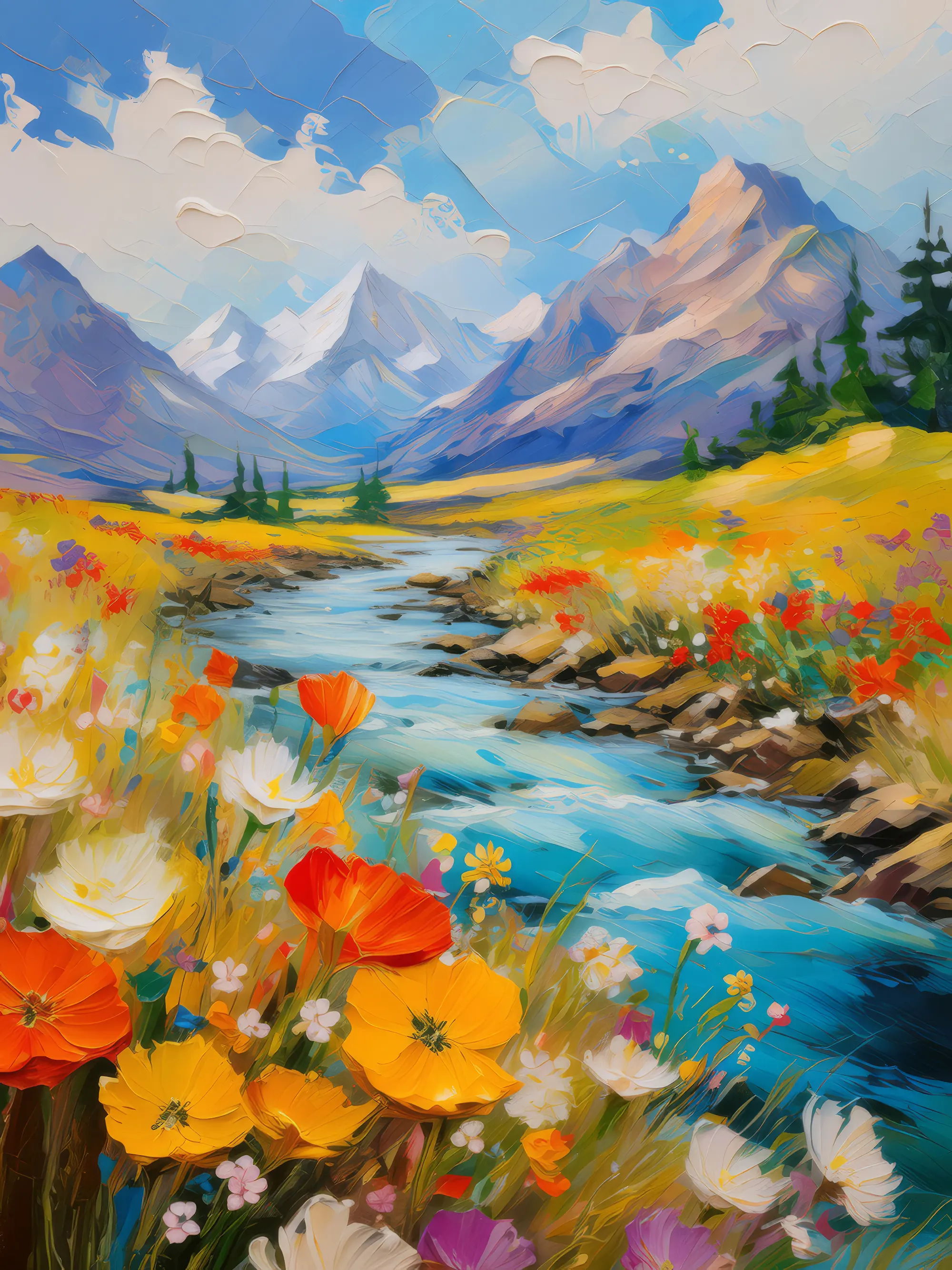 Painting: Riverside in the Alpine Desert