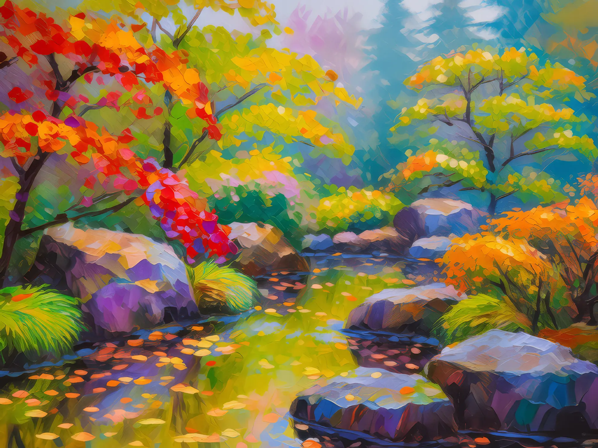 Painting: Rock Garden Morning Dew