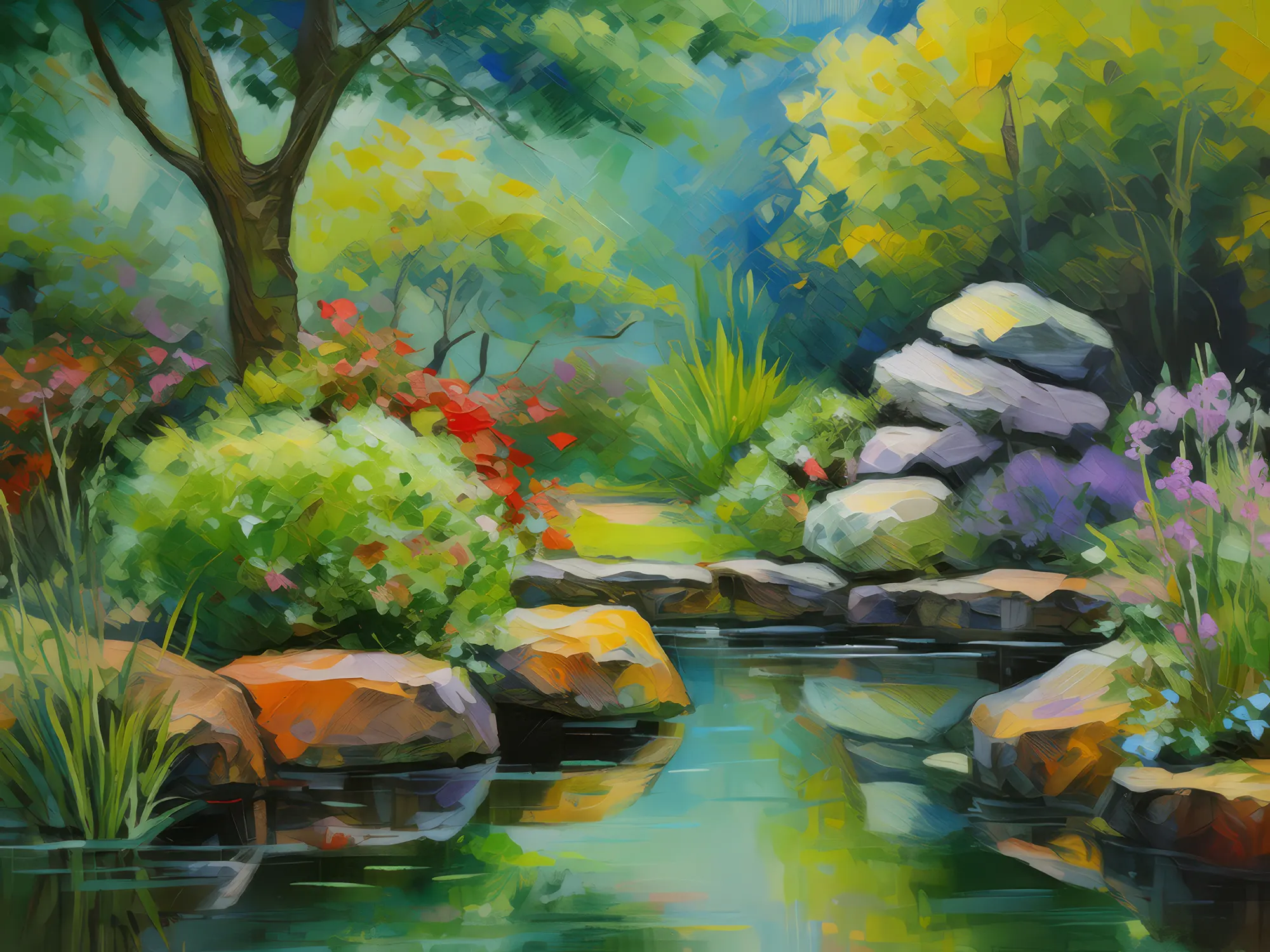 Painting: Rock Garden Peaceful Retreat