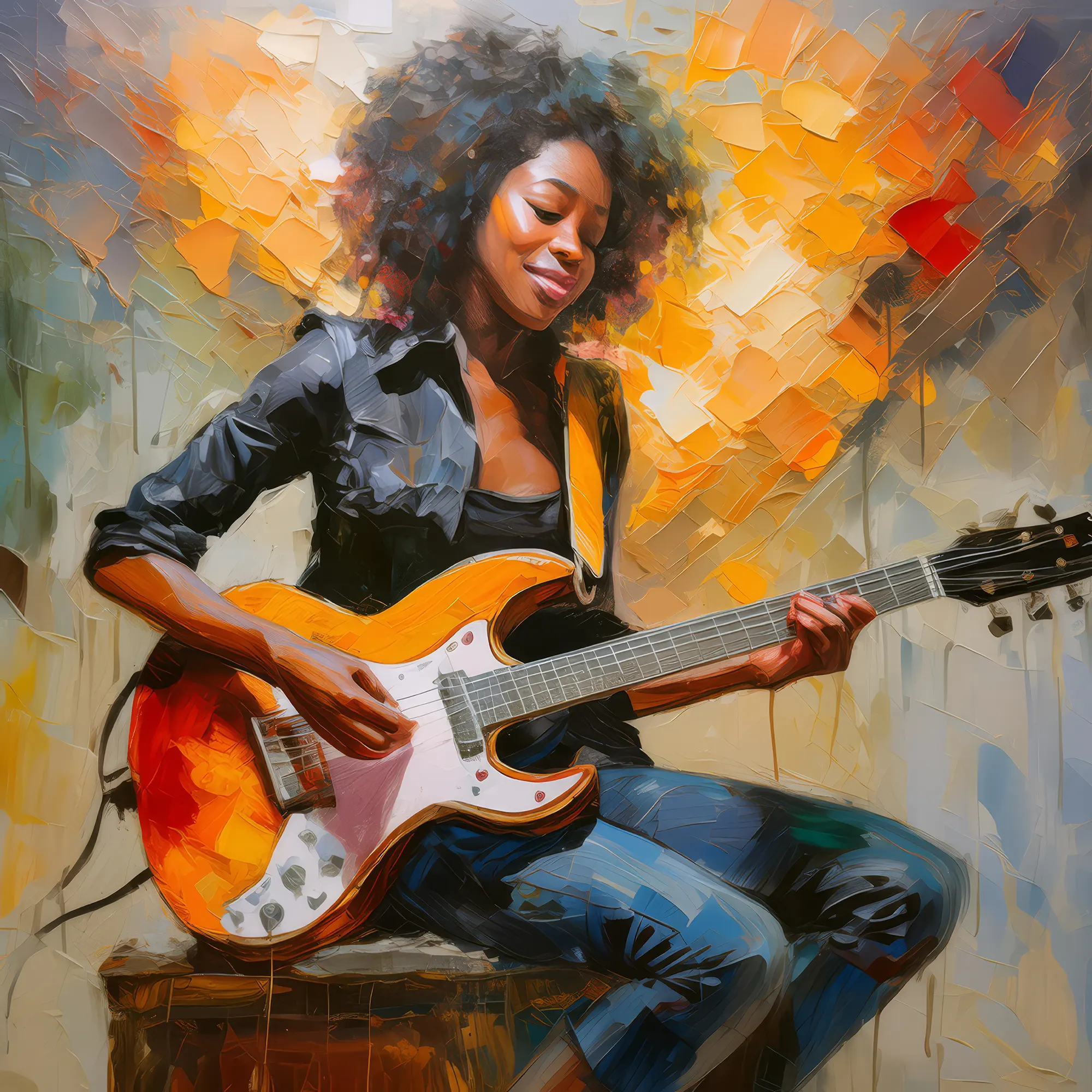 Painting: Rock Guitarist Studio Jam