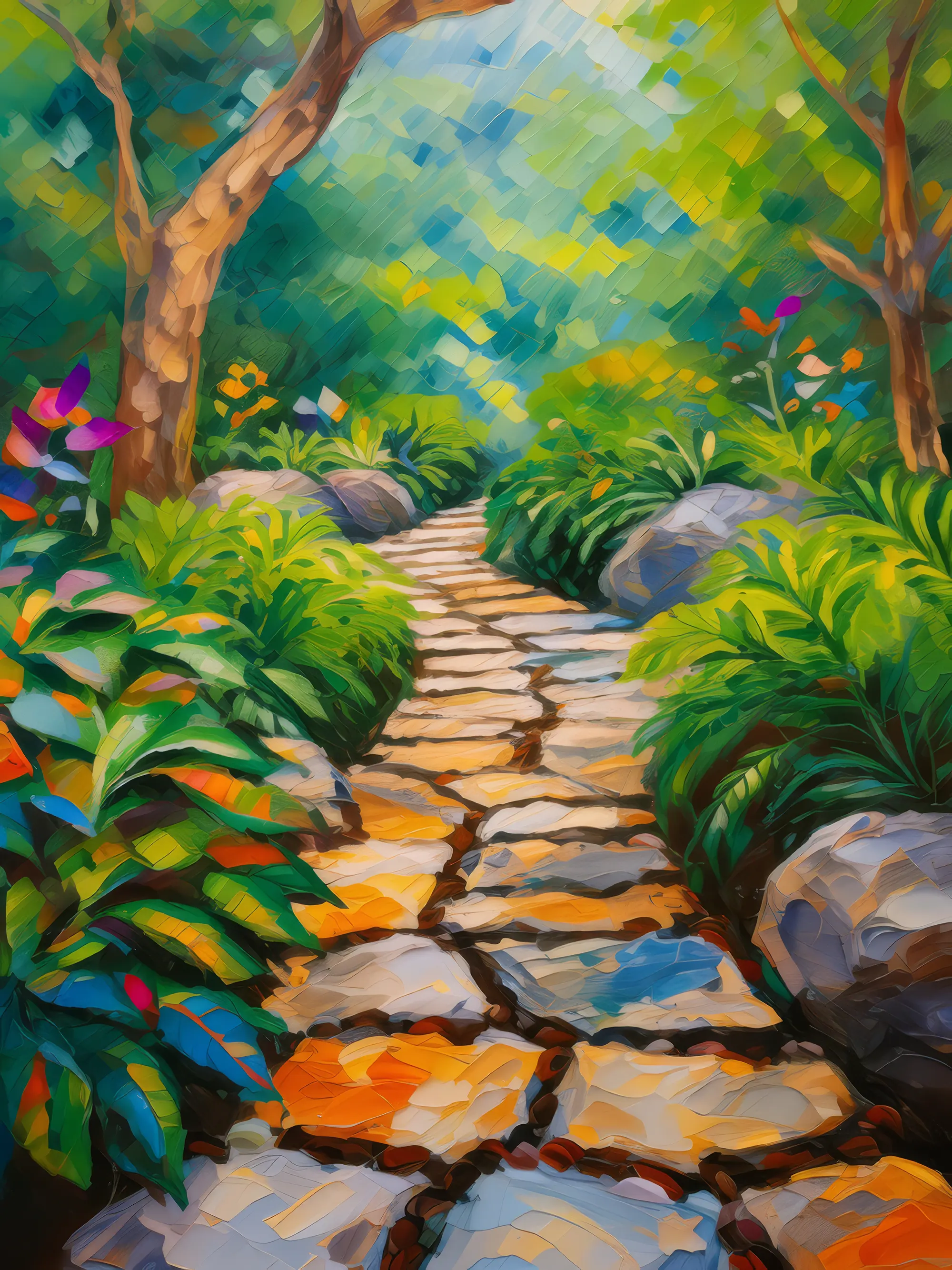 Painting: Rock-Patterned Walkway